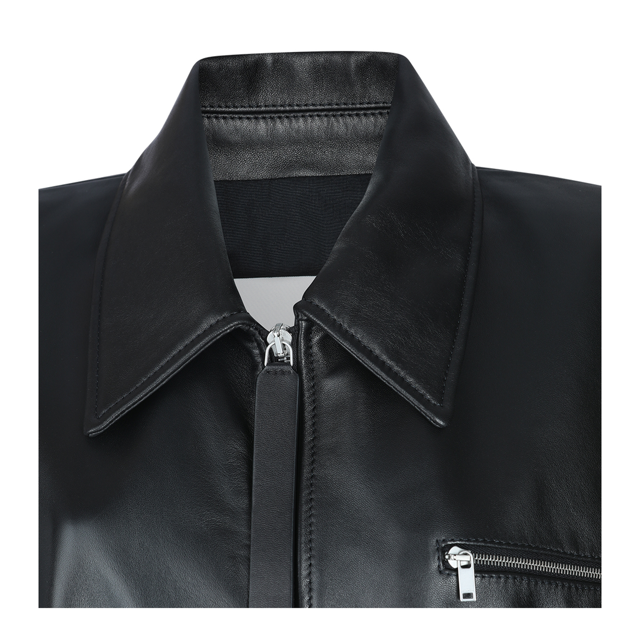 Blouson Leather Jacket Black - Image 3