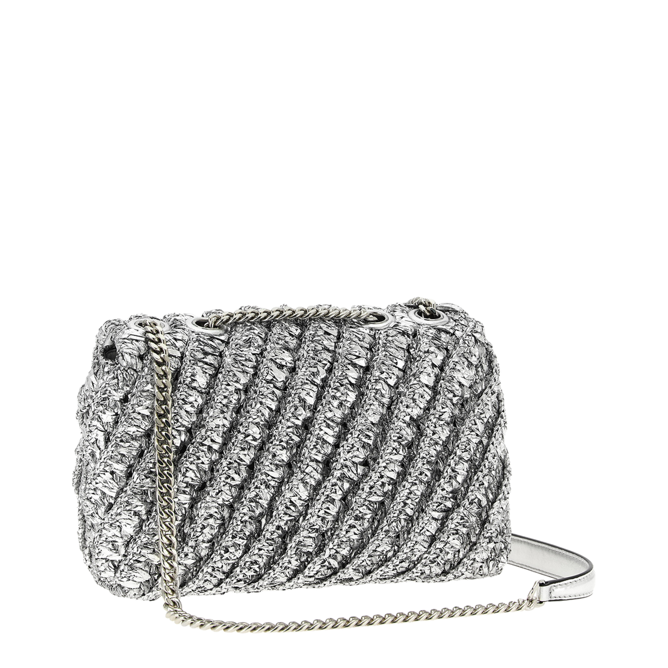 Kira Woven Shoulder Bag Silver - Image 2