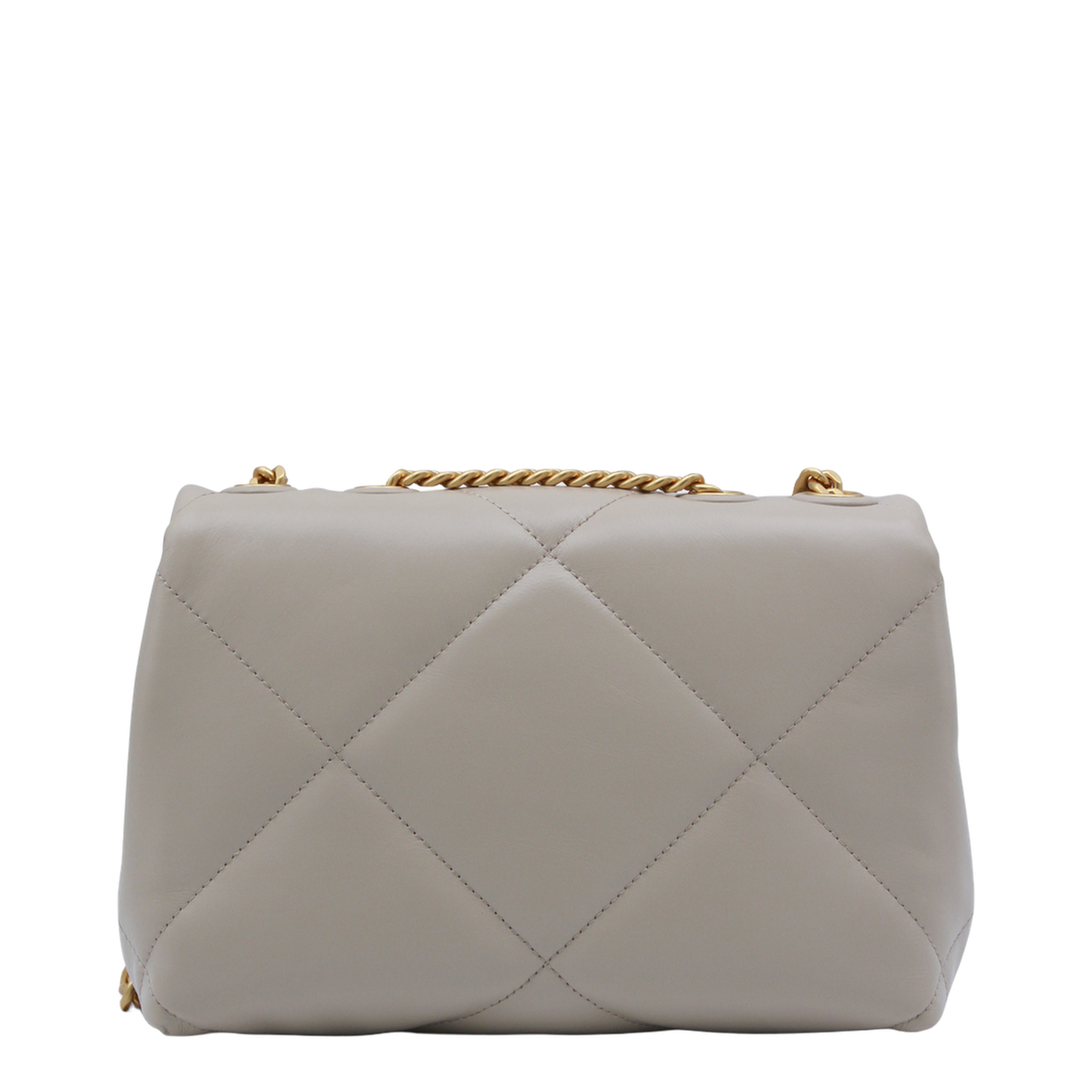Kira Diamond Quilt Small Napa Leather Shoulder Bag - Light Stone - Image 6