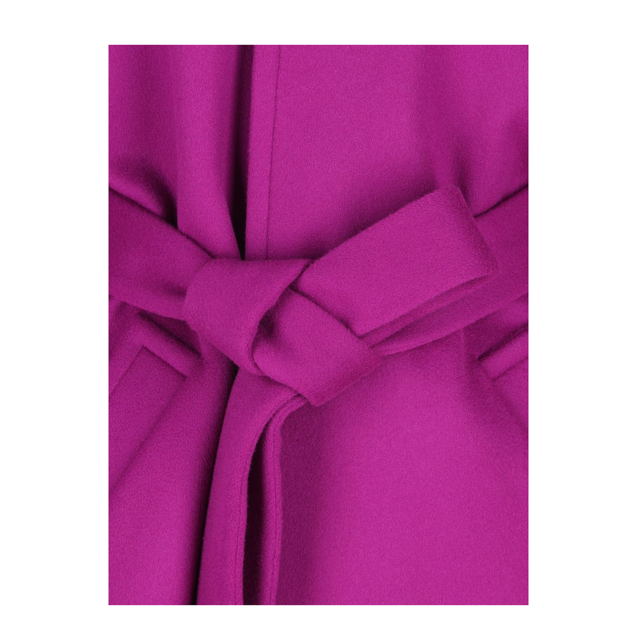 Boxy Belted Coat in Wool in Purple - Image 4