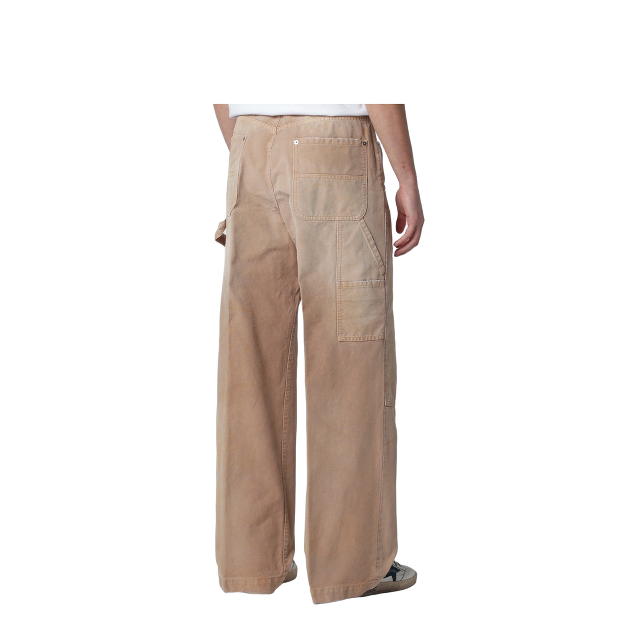 Vintage-effect Beige Baggy Carpenter Jeans - Image 2