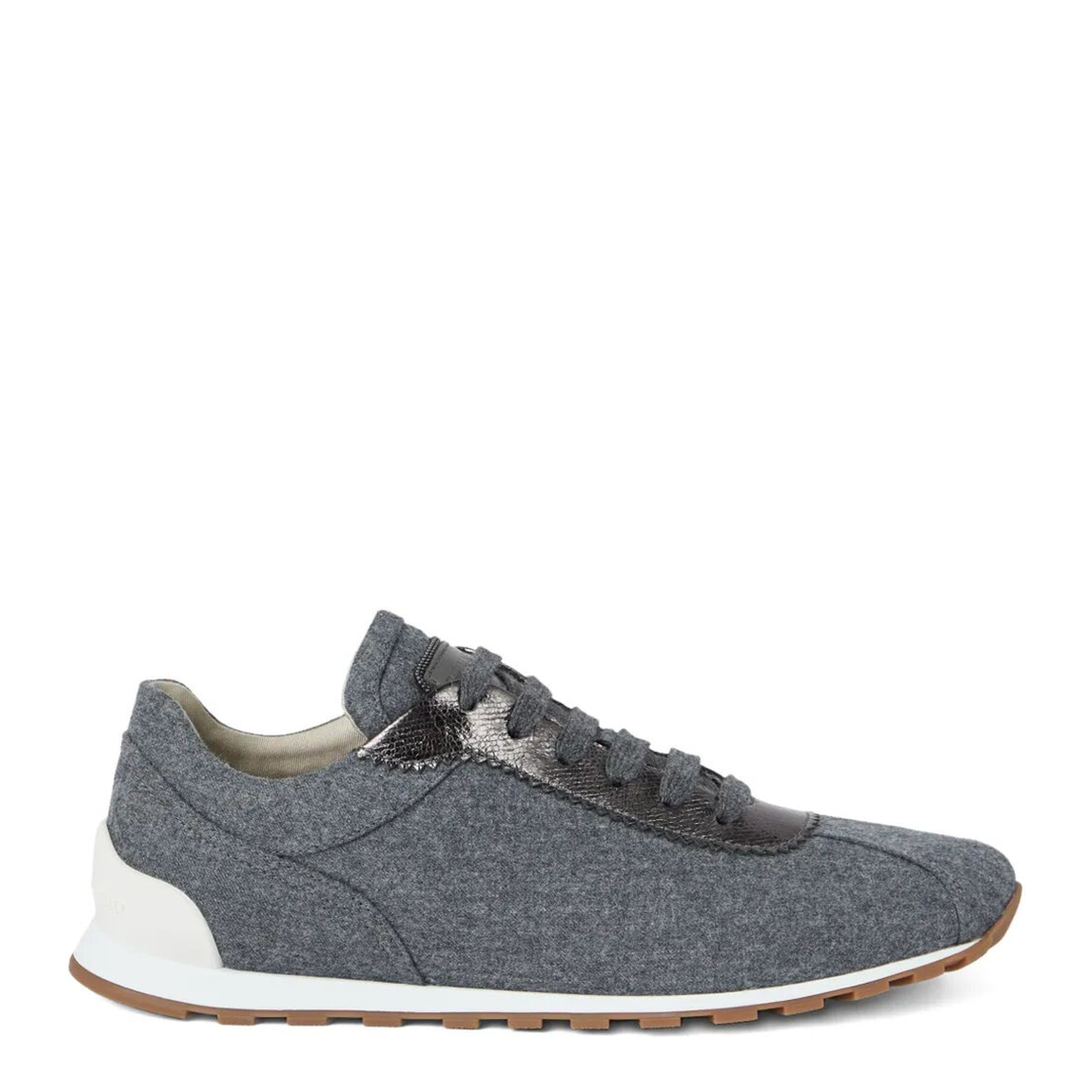 Virgin Wool Flannel and Lamé Calfskin Runners with Monili - Image 1