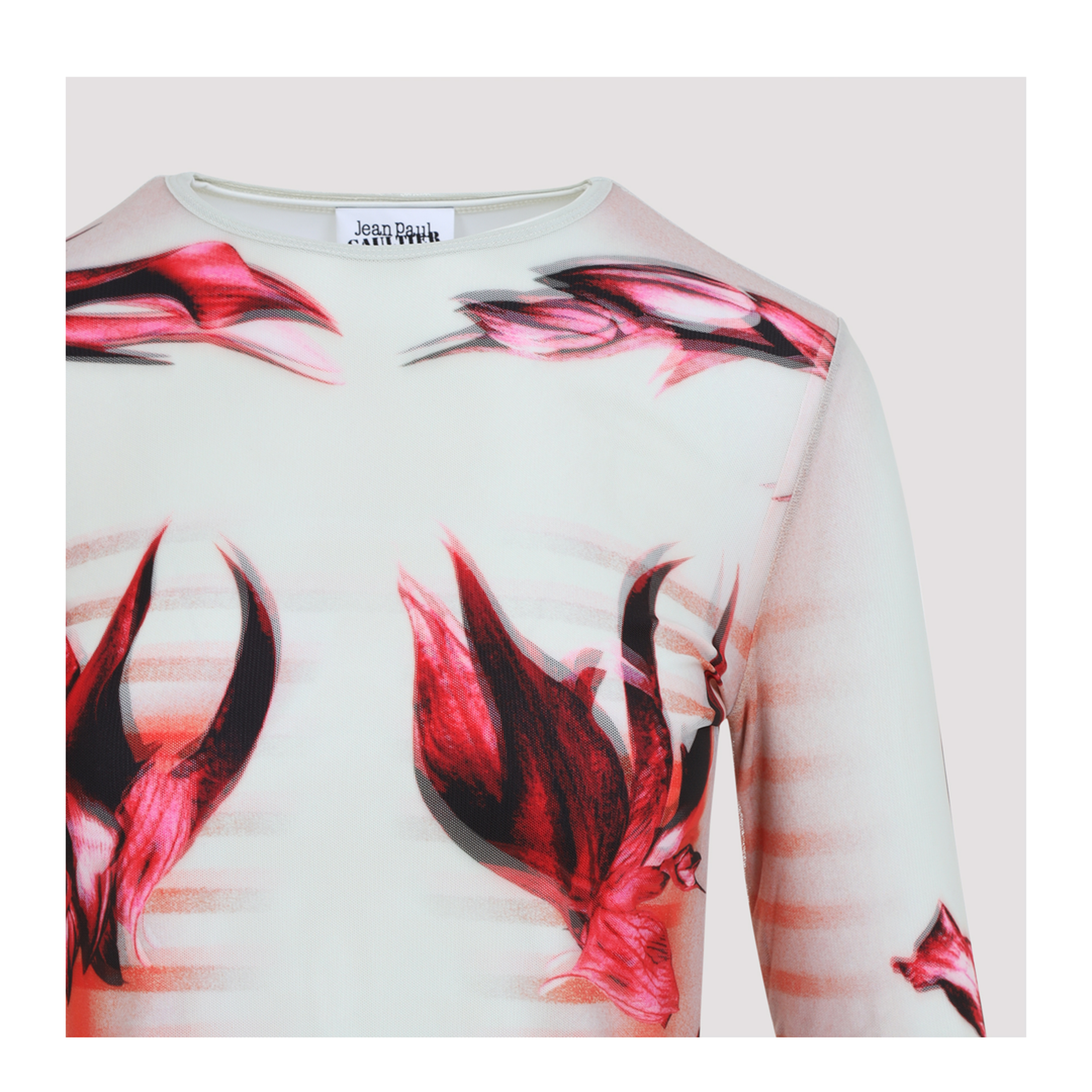 Layered Long Sleeves Top Printed Flower Body Morphing Mariniere - Image 5