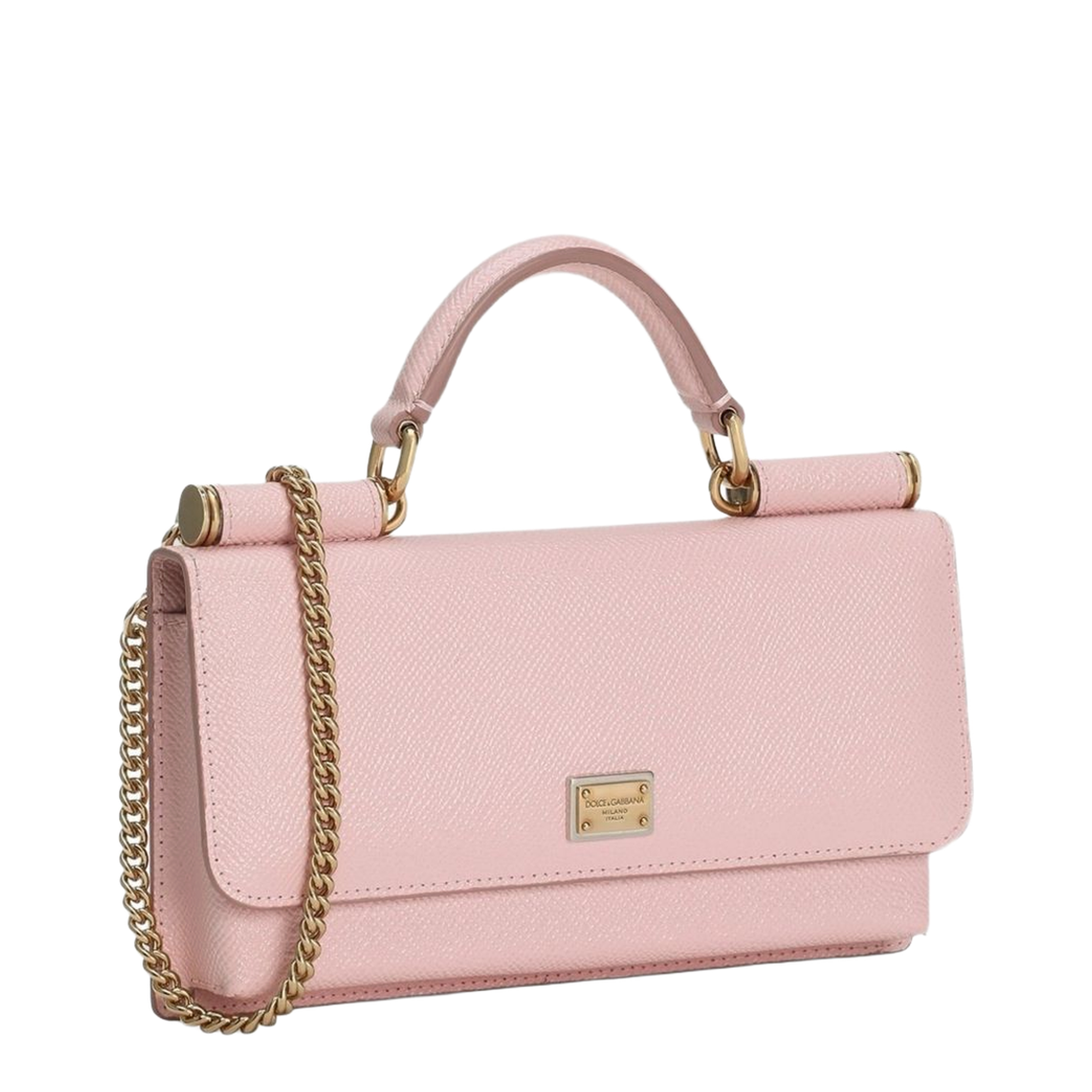 Pink Mini Bag in Dauphine Leather with Logo Tag - Image 2