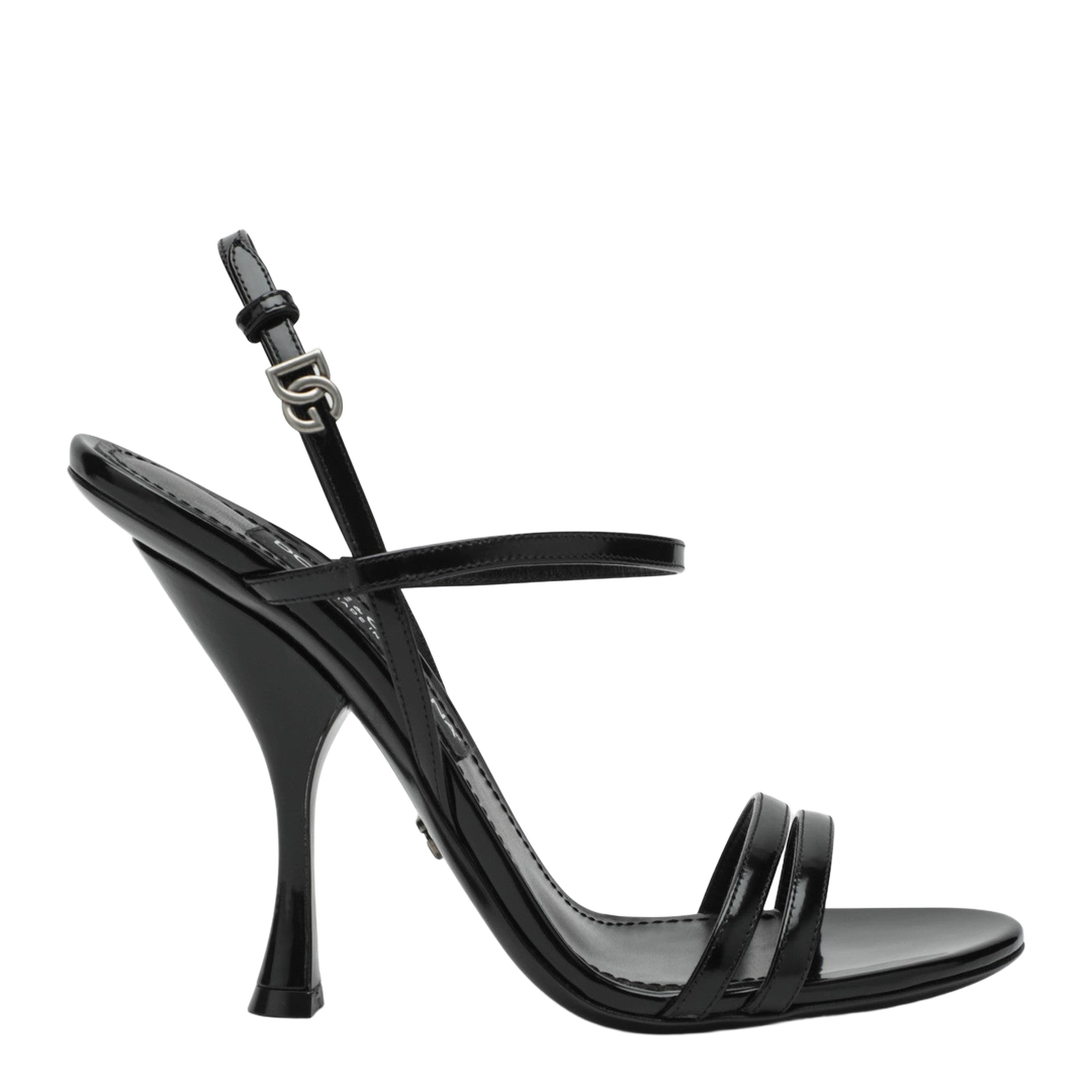Polished Calfskin Sandals in Black - Image 1