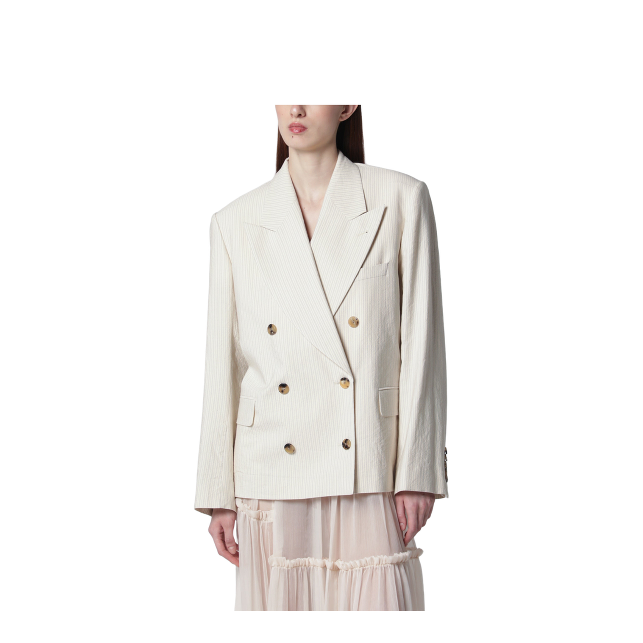Ecru Oversized Double-Breasted Jacket - Image 1