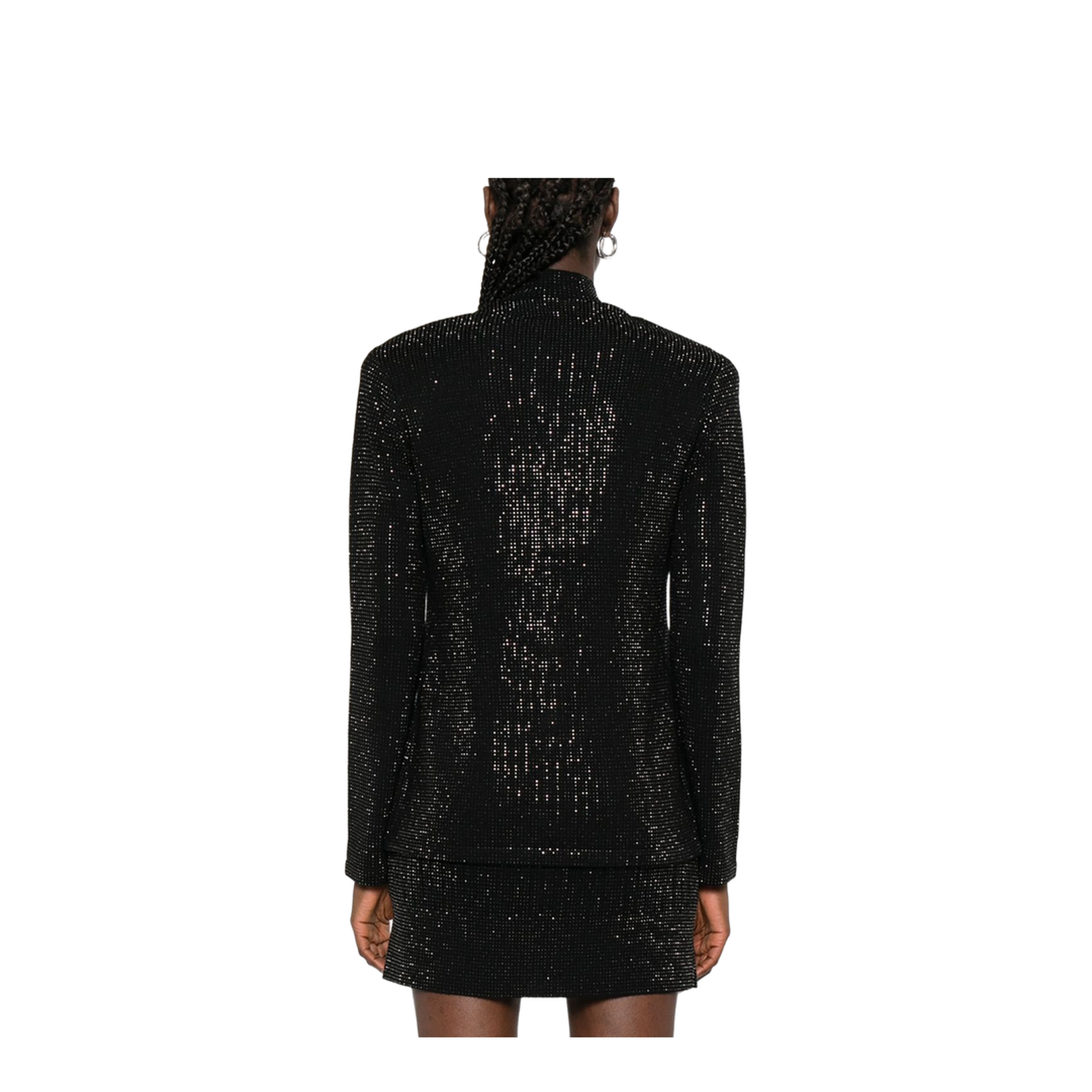 Virgin Wool-Blend Plain-Knit Cardigan with All-Over Rhinestones - Image 5