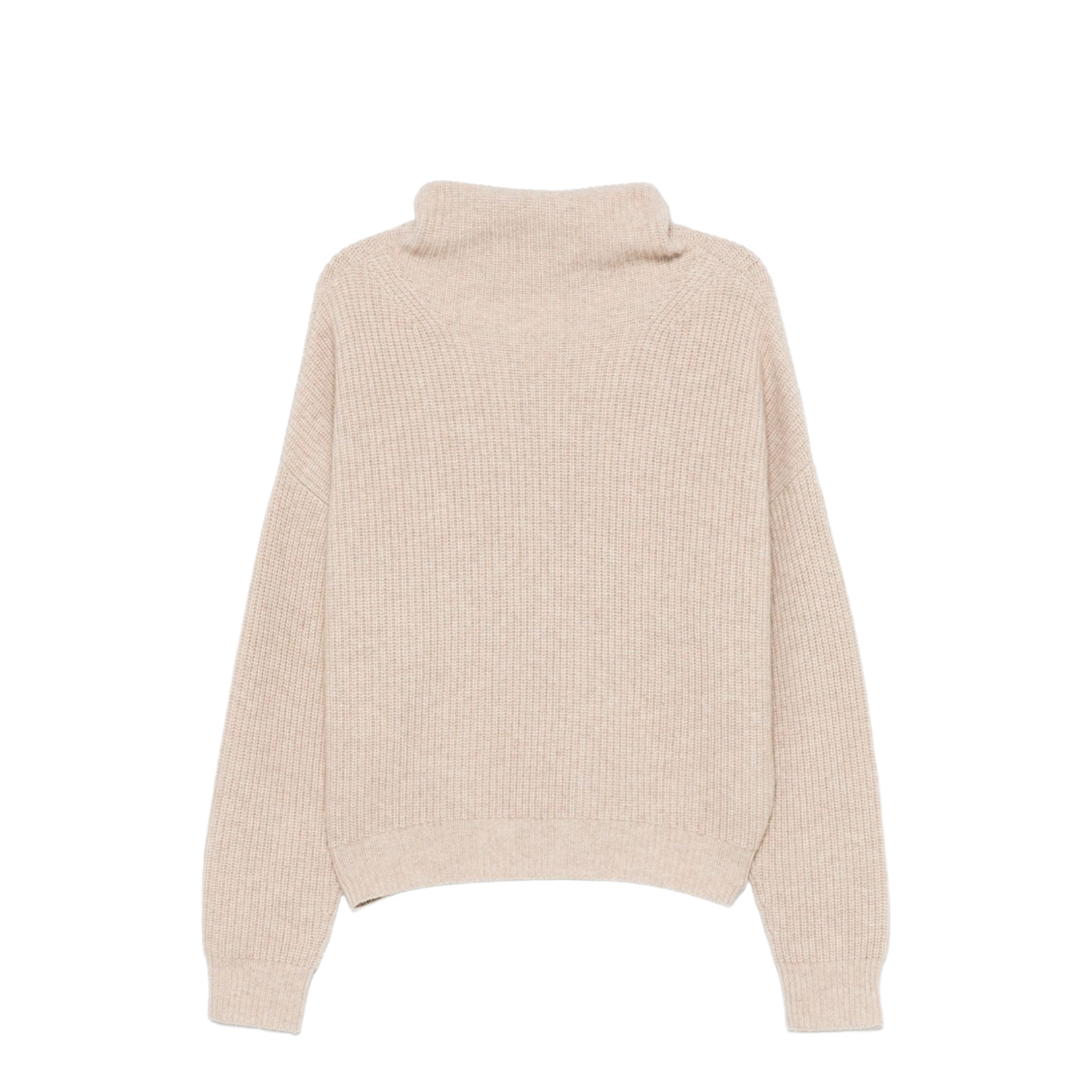 Ecru Drop Shoulder Roll Neck Long Sleeves Ribbed Cuffs and Hem - Image 1