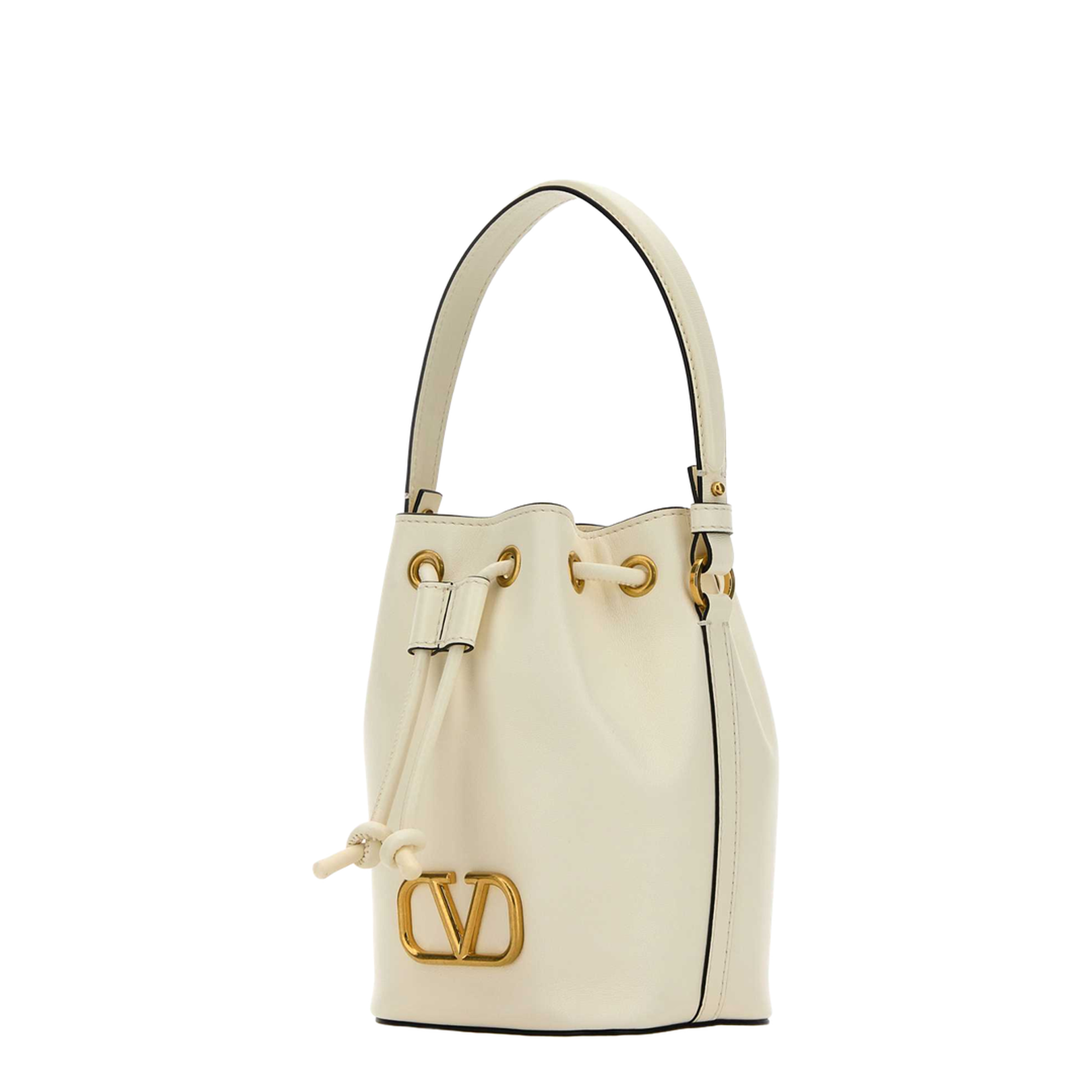 Ivory Nappa Leather VLogo Signature Bucket Bag - Image 2