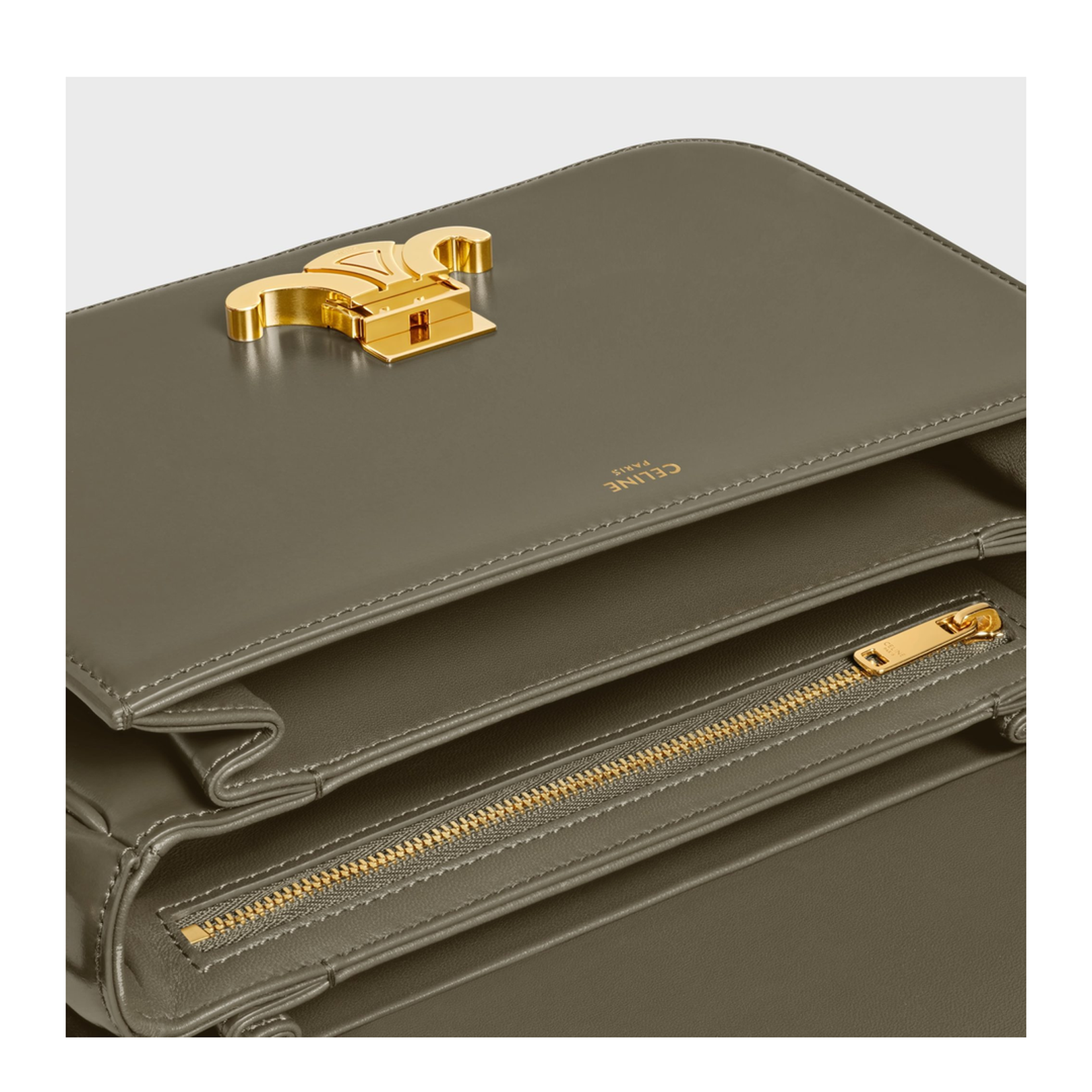 Triomphe Calfskin Crossbody Bag - Golden Khaki - Image 4