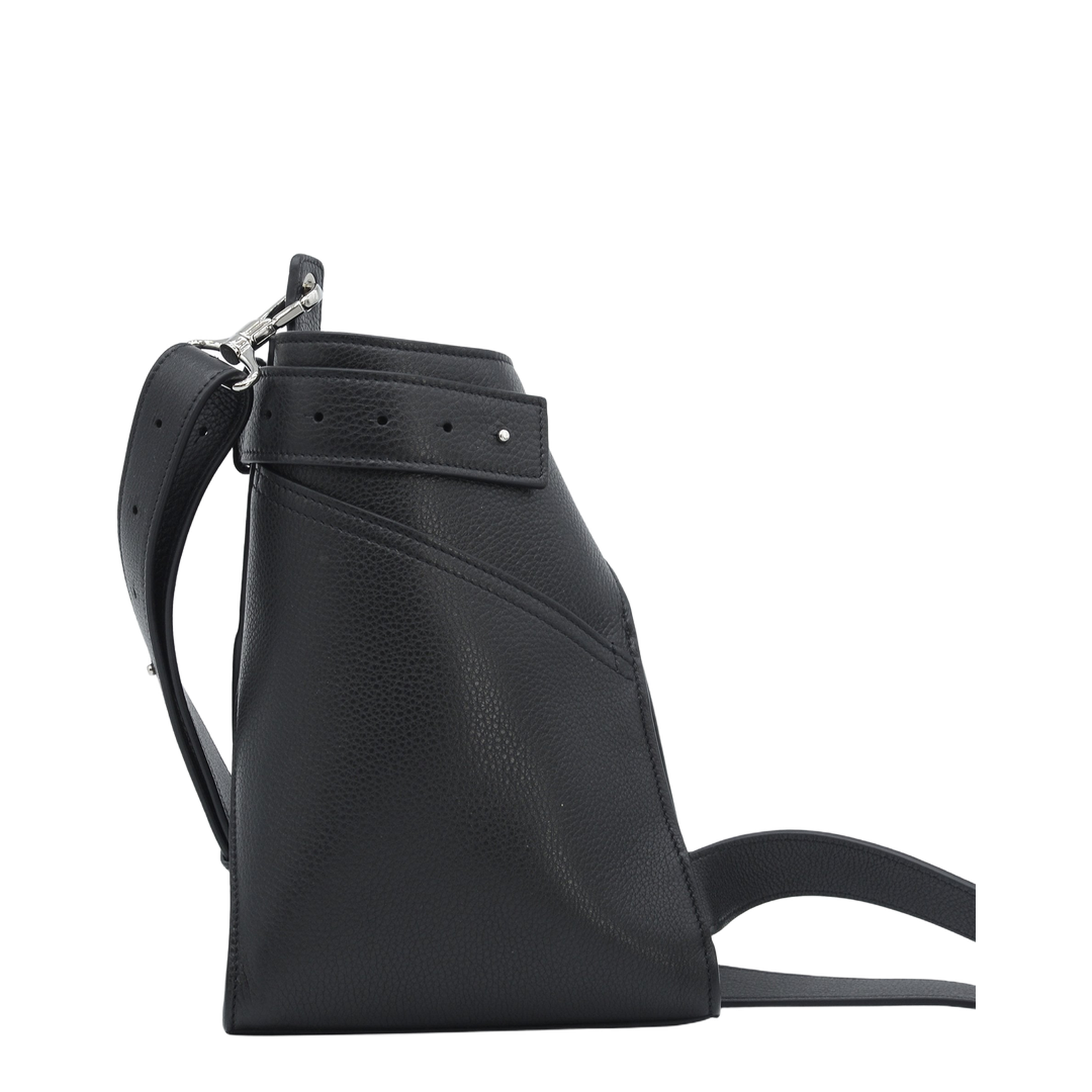 Small Belted Hobo Bag in Grained Leather - Image 4
