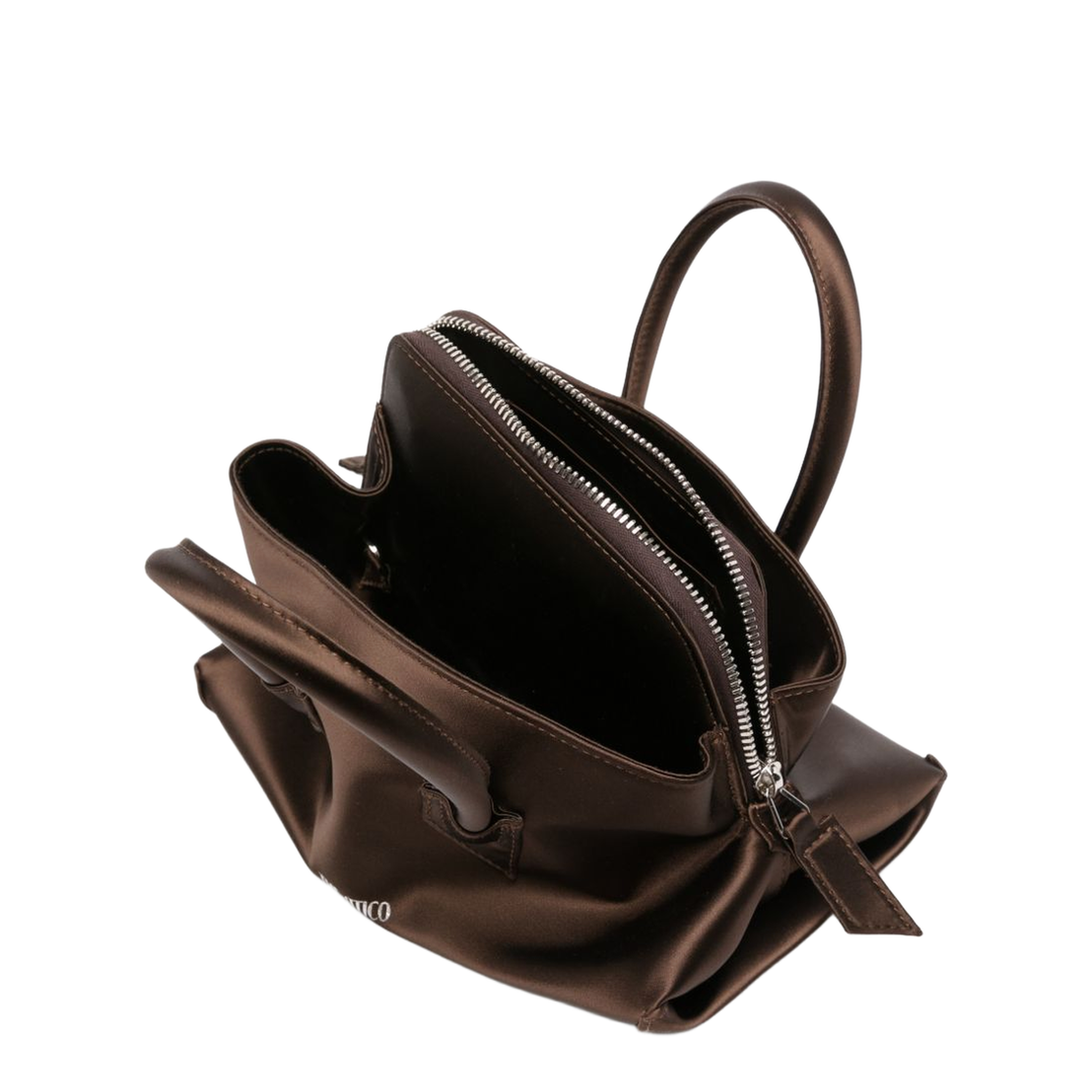La Passeggiata Mini Lux Satin Top Handle Bag - Dark Brown - Image 2