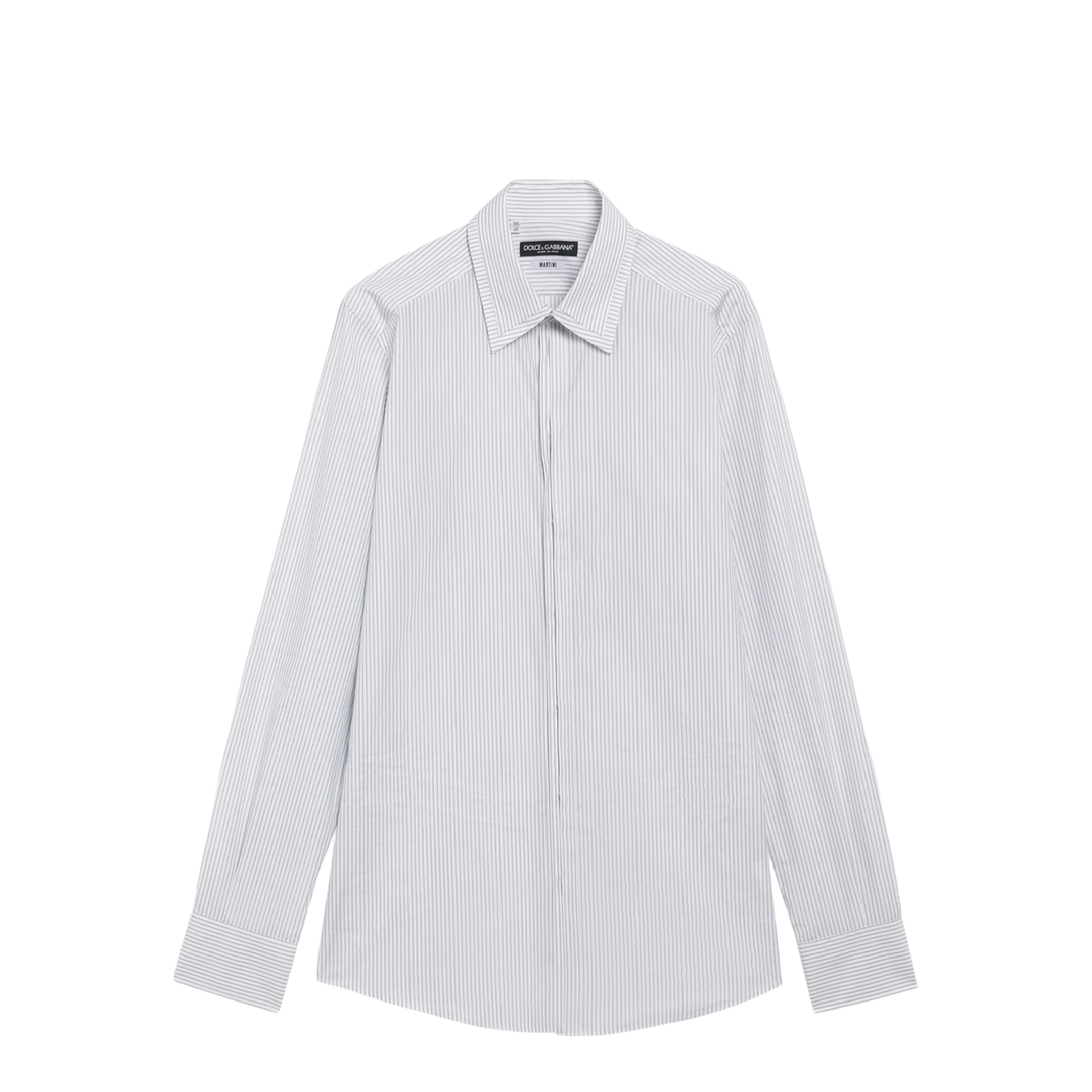 White Double-Collar Striped Shirt - Image 1