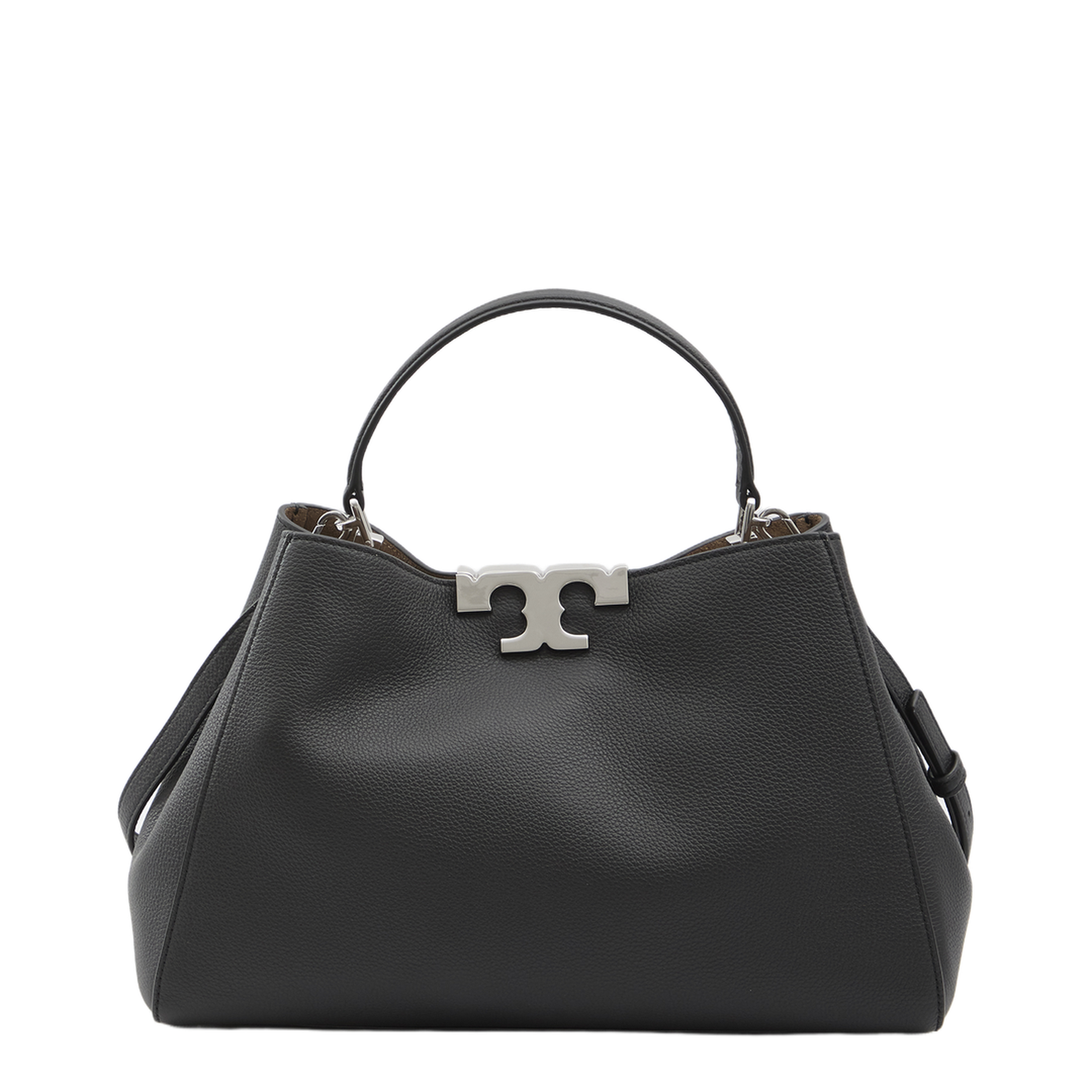 Eleanor Soft Satchel Medium Pebbled Leather Bag - Black - Image 4