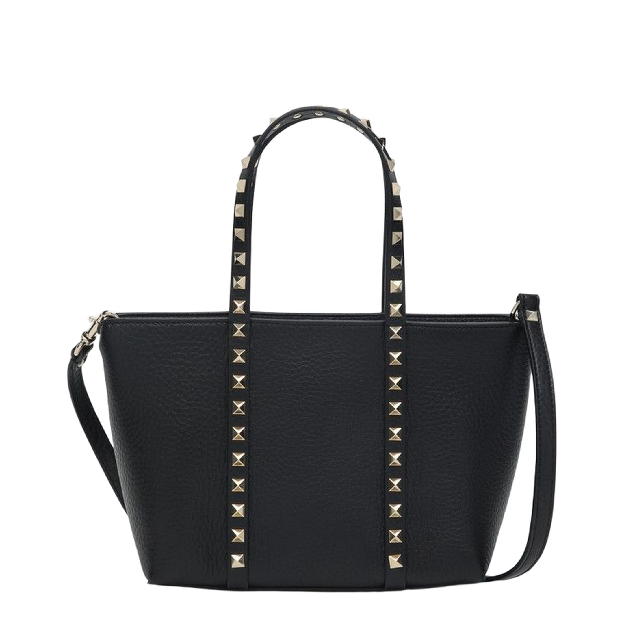 Rockstud Mini Calf Leather Tote - Black - Image 1