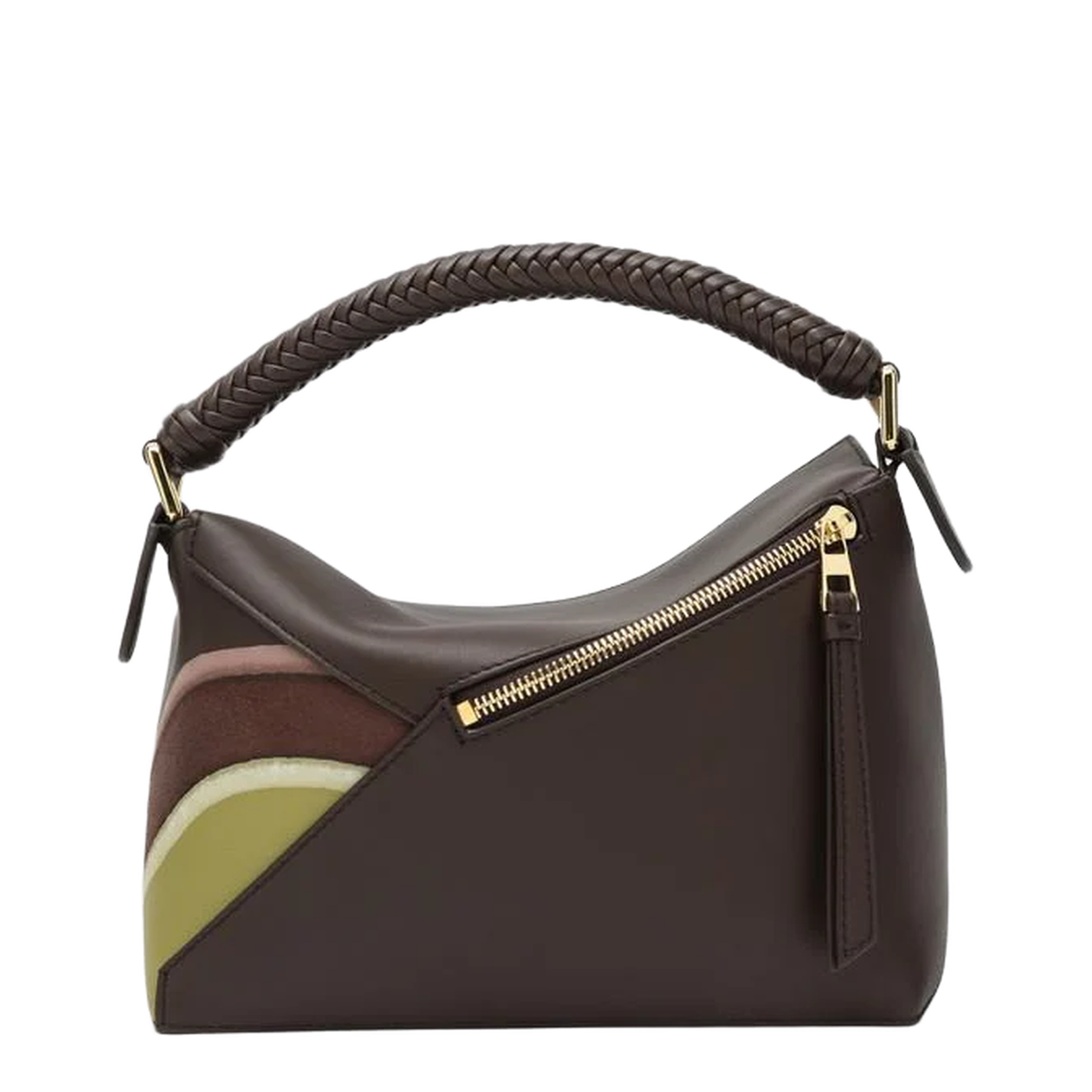 Puzzle Edge Small Bag Chocolate Light Moss - Image 2