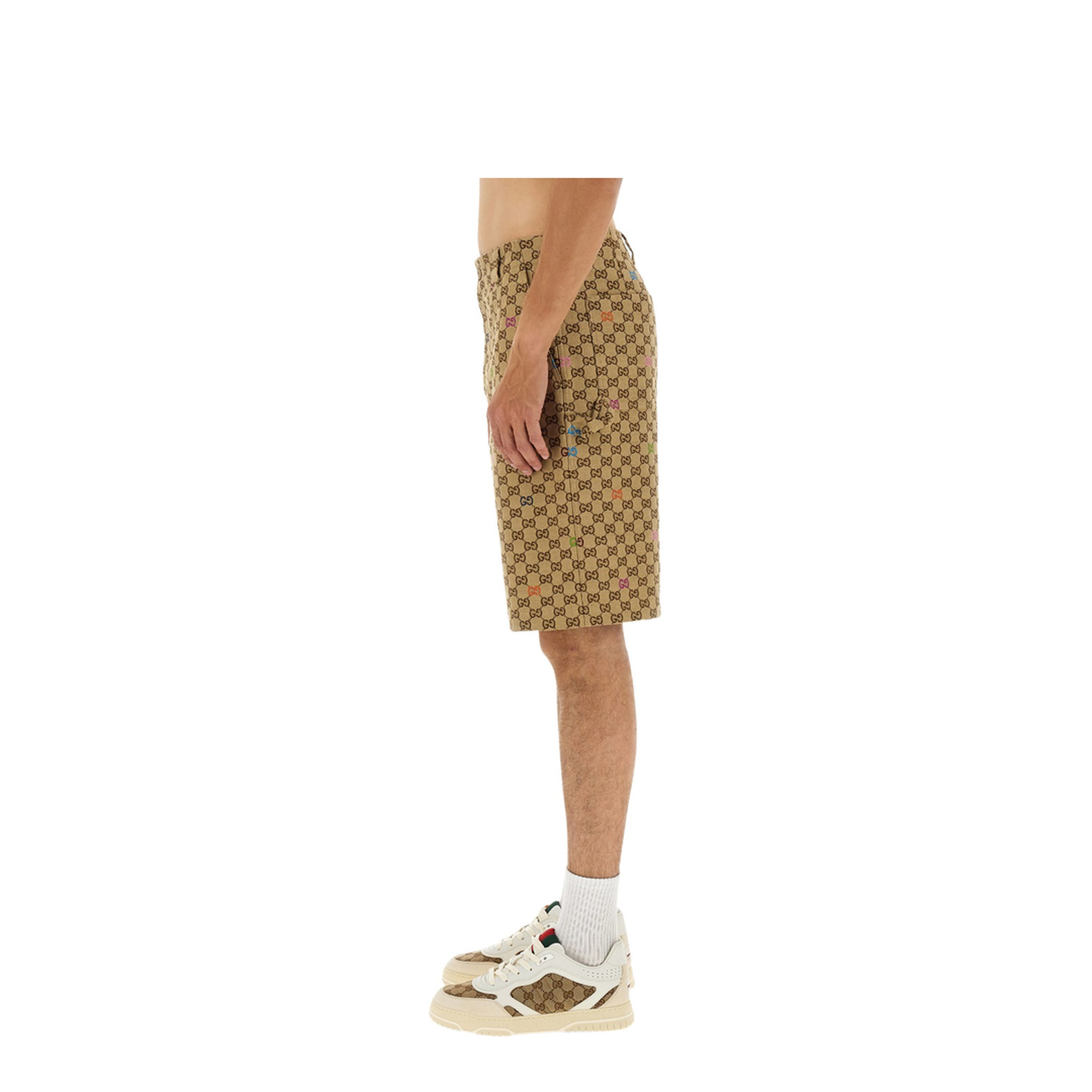 Canvas Shorts in Camel and Dark Brown - Image 4