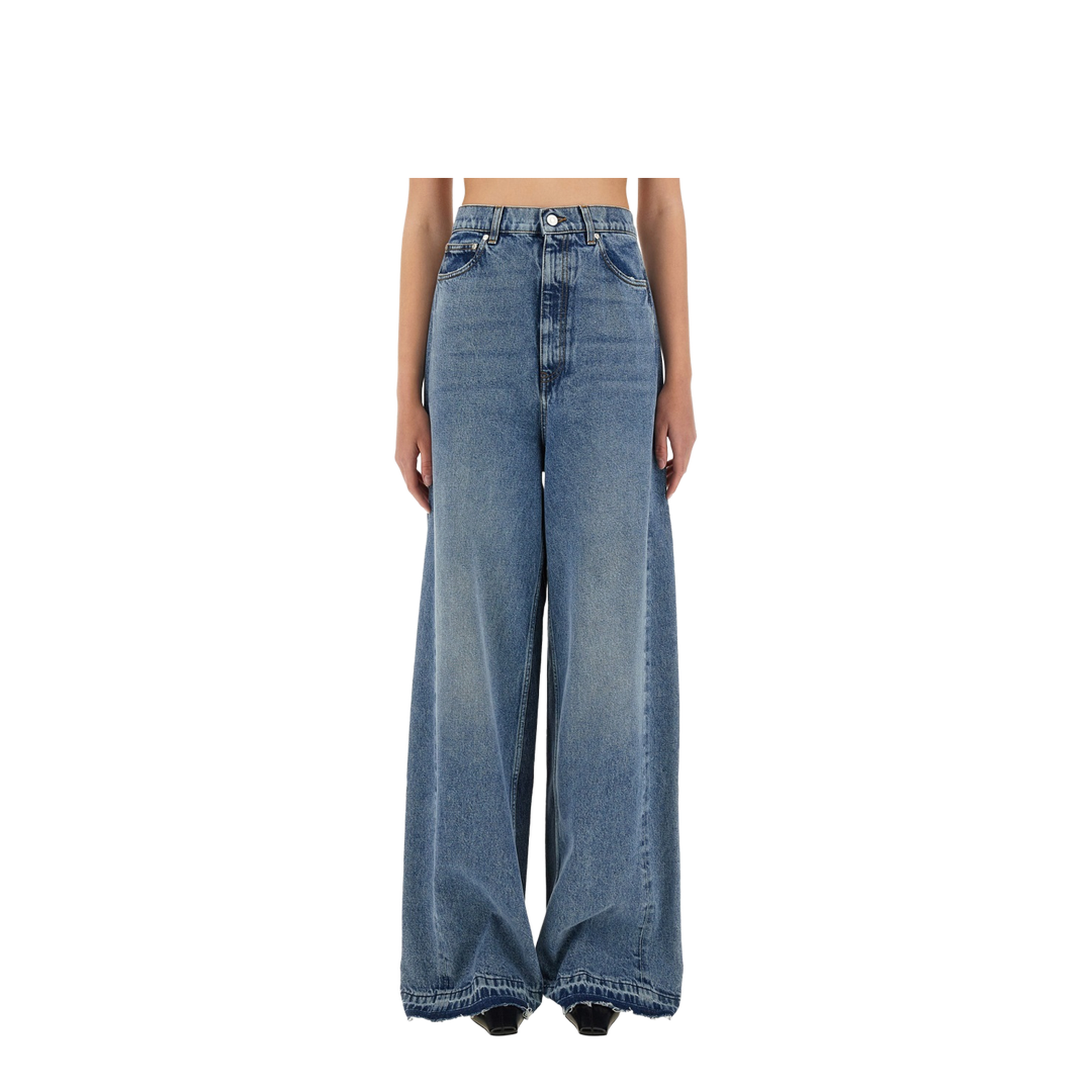 Wide-Leg Jeans with Contrasting Panels - Image 1