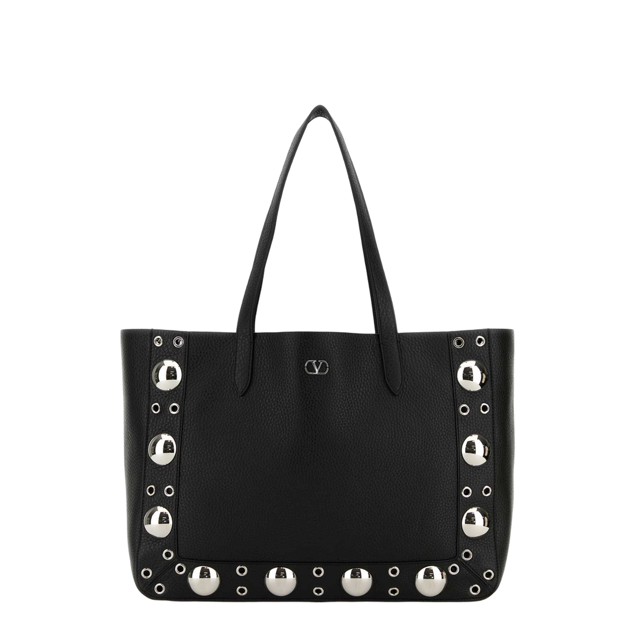 Rockstud Grainy Calfskin Shopping Bag - Black - Image 4
