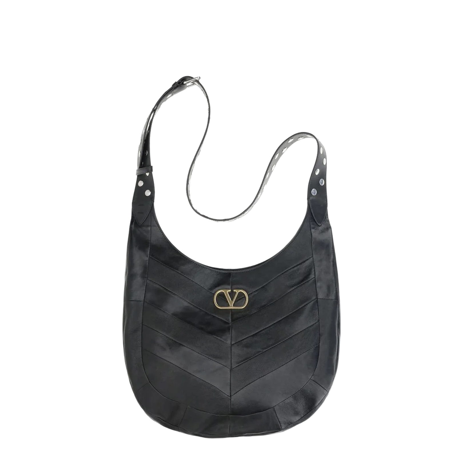 Chevron-Patterned Nappa Leather Shoulder Bag - Image 1