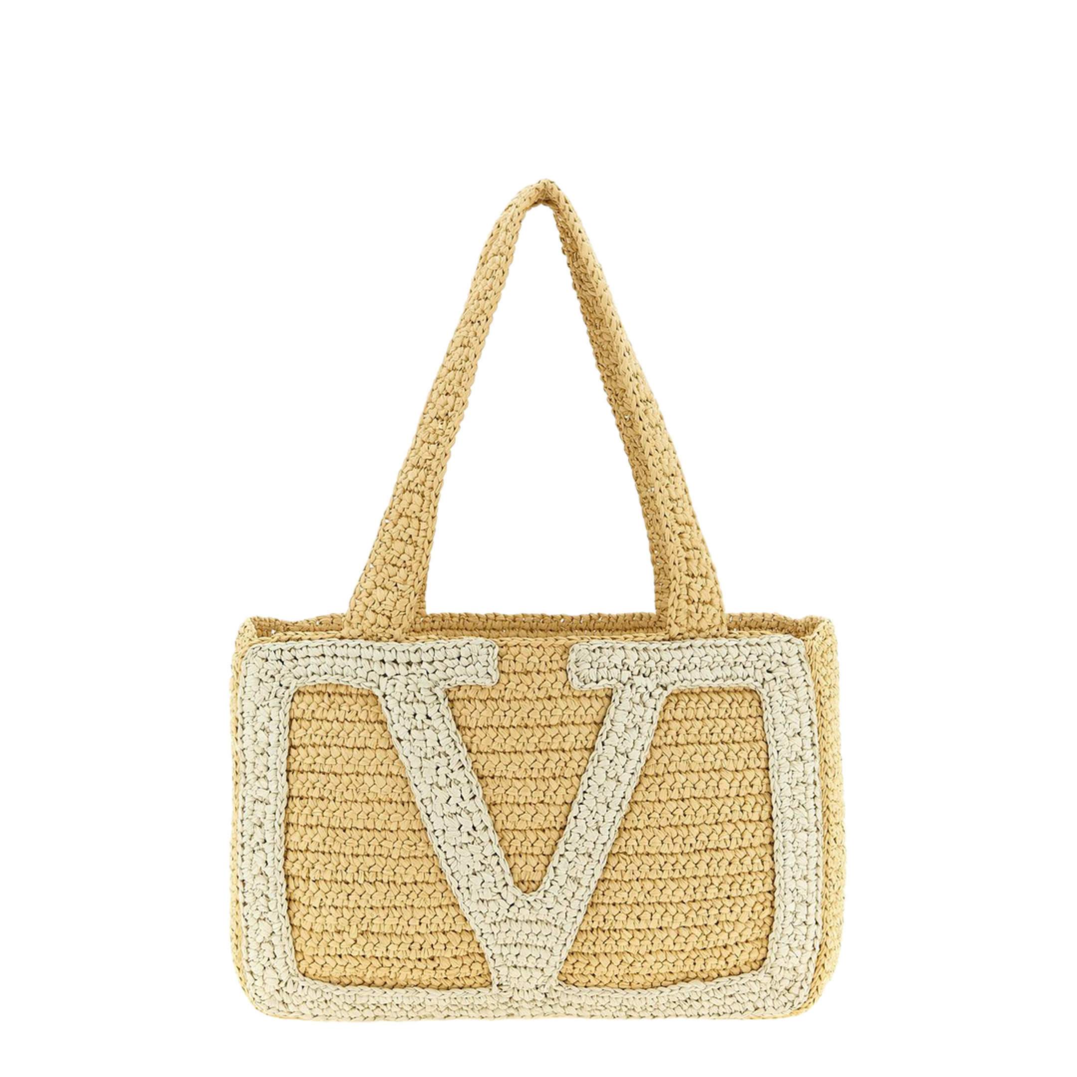 Viva Superstar Medium Crochet Raffia Shopping Bag - Natural/Butter - Image 1