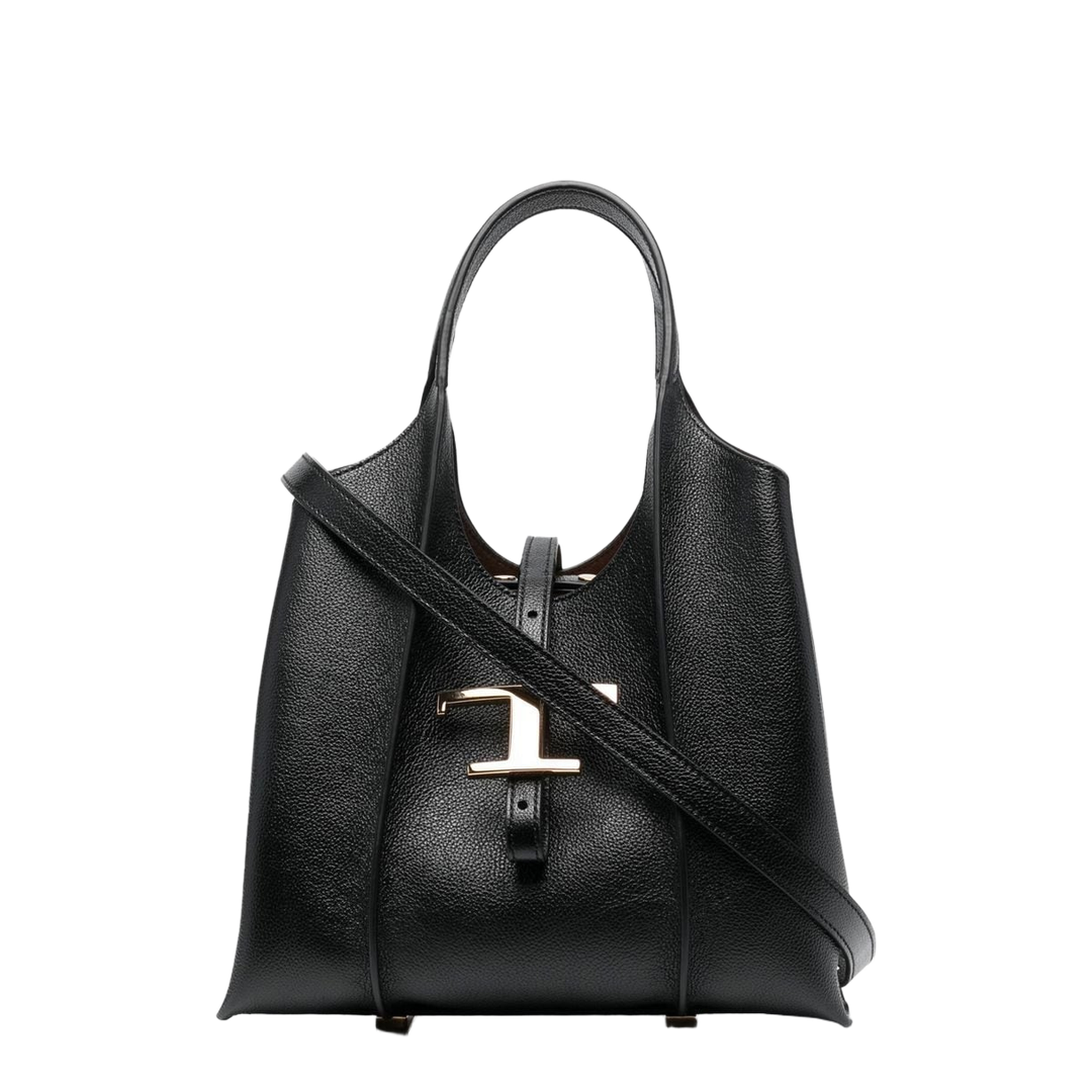 T Timeless Mini Calf Leather Shopping Bag - Black - Image 1