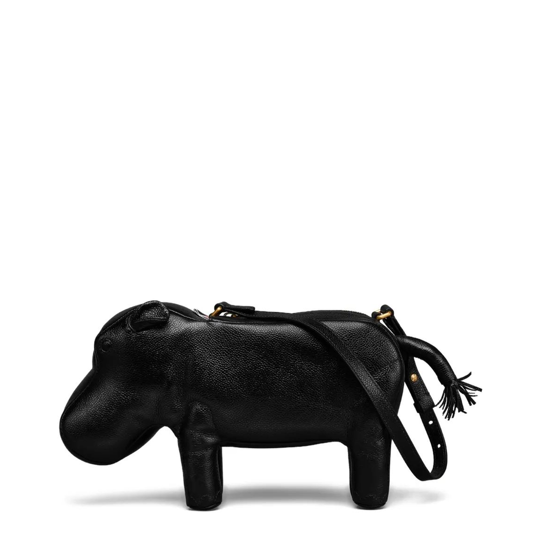 Small Calf Full Grain Pebble Leather Bag - Black - Image 1