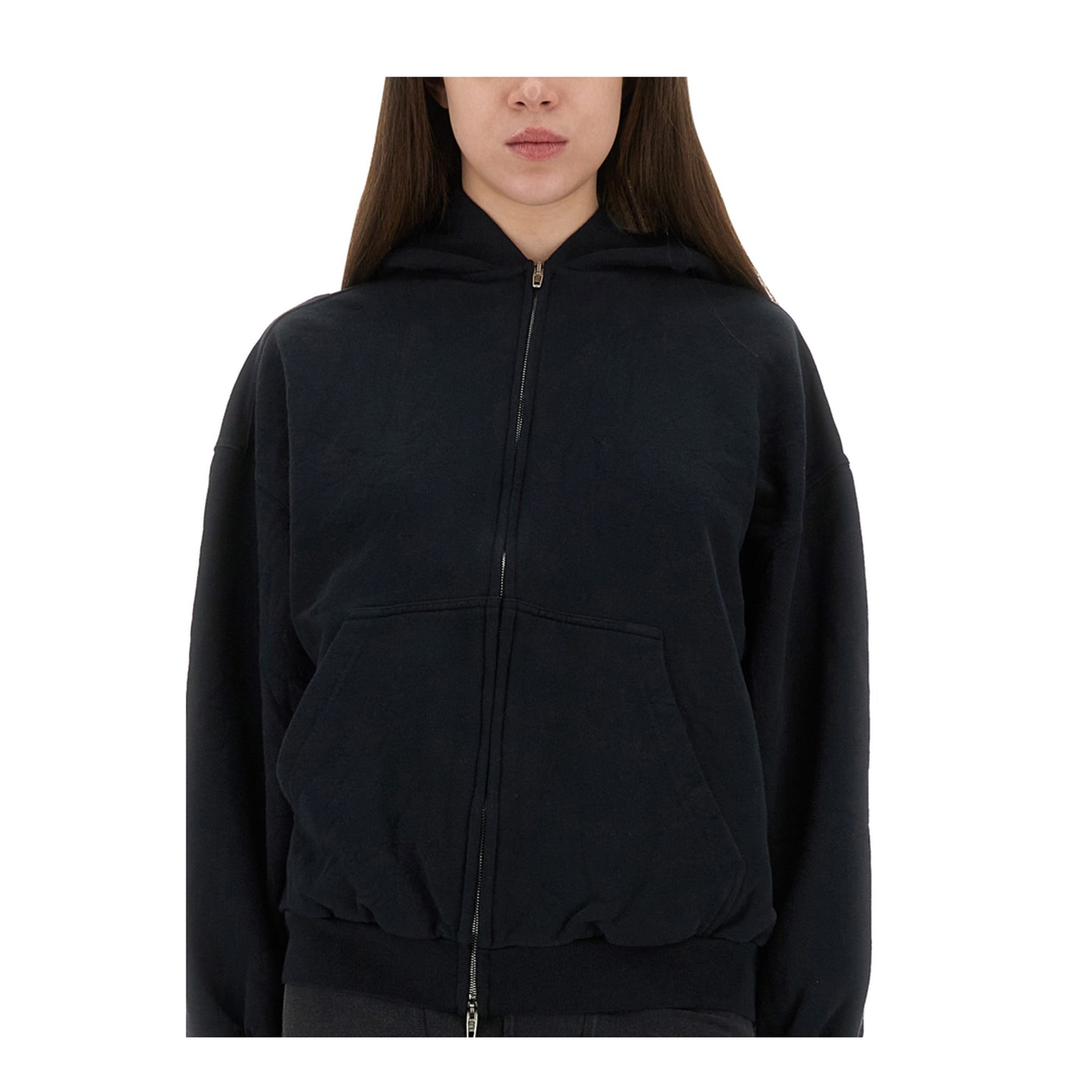 Flipped Uni Zip-up Hoodie Regular Fit in Black Faded - Image 6