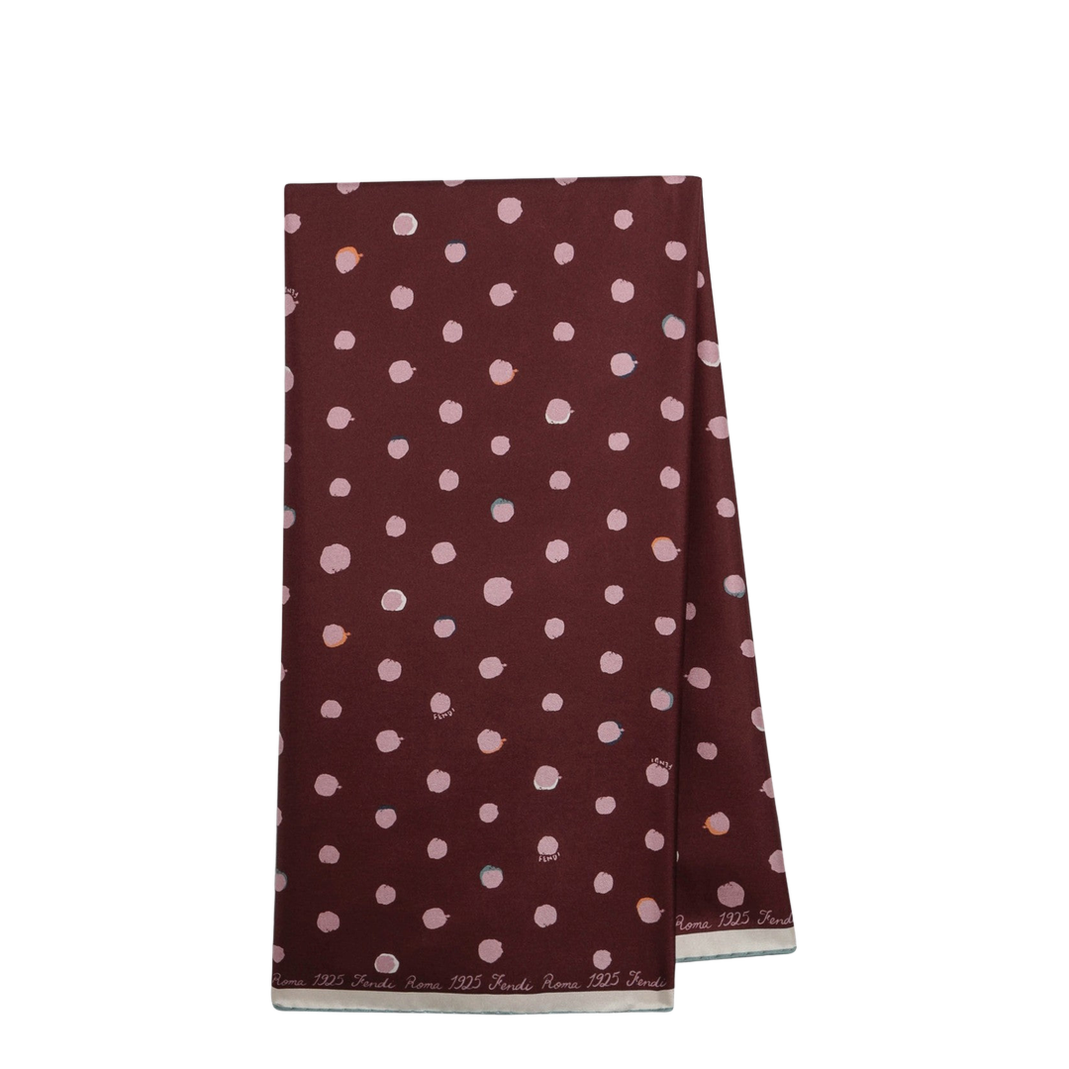 Pink and Burgundy Silk Falena Dots Foulard - Image 1