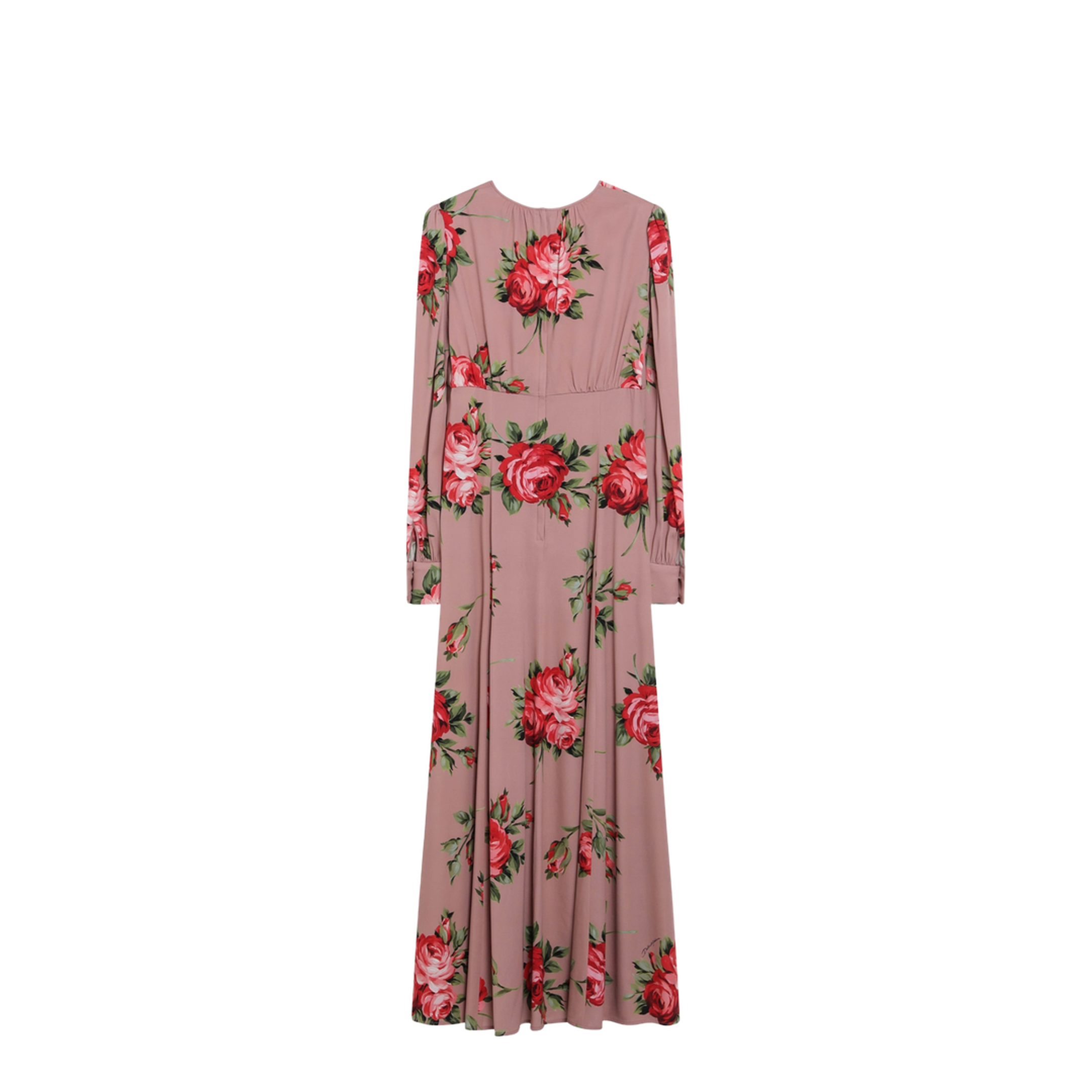 Pink Crêpe Dress with Bouquet Print - Image 2