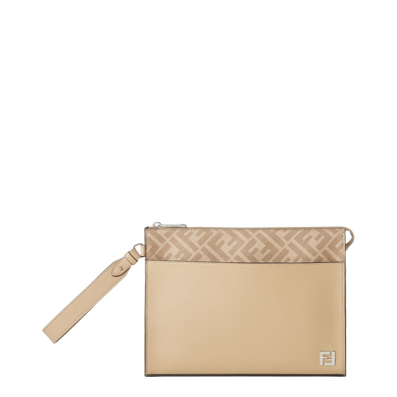 FF Squared Clutch Fabric Beige - Image 1