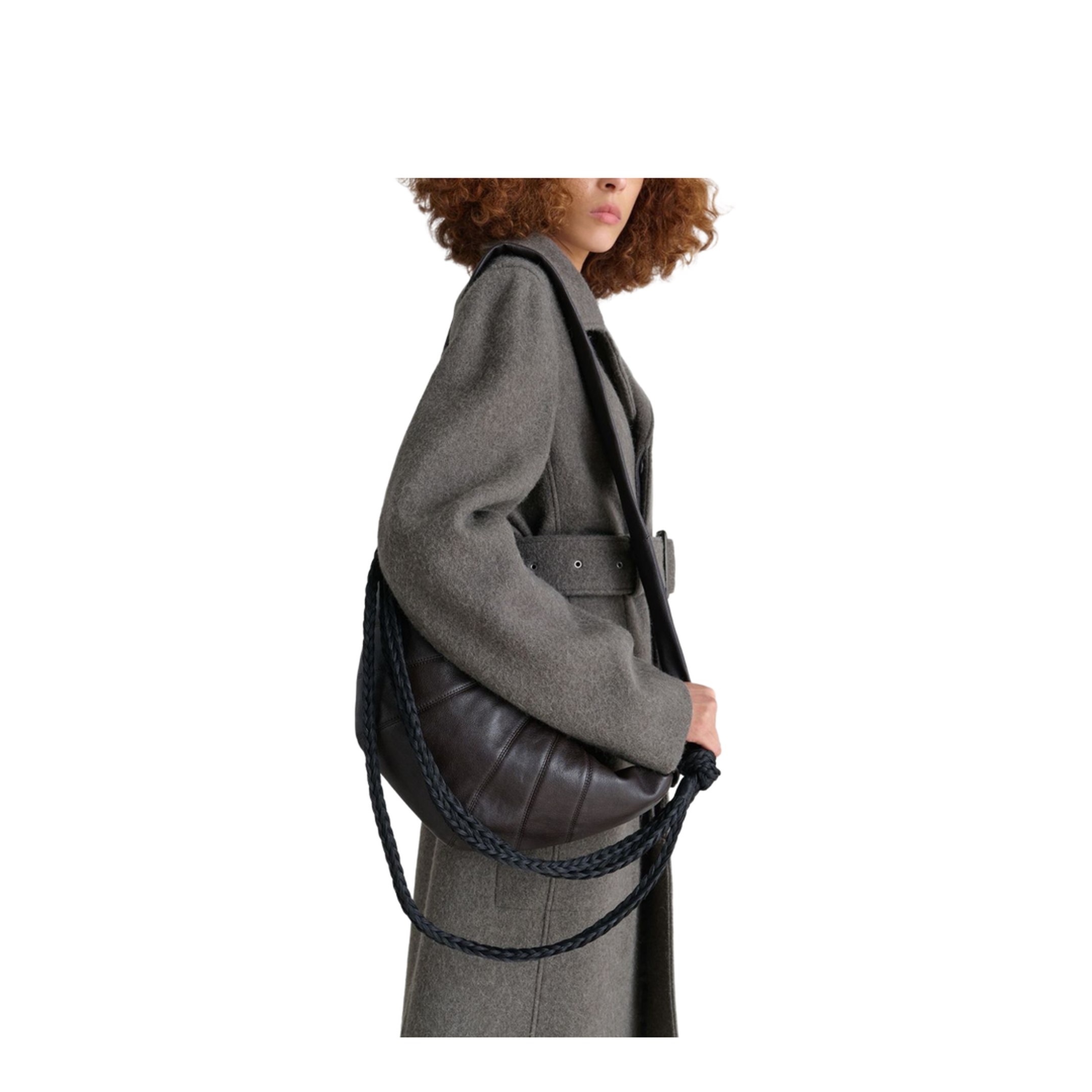 Croissant Medium Leather Shoulder Bag - Dark Brown - Image 2