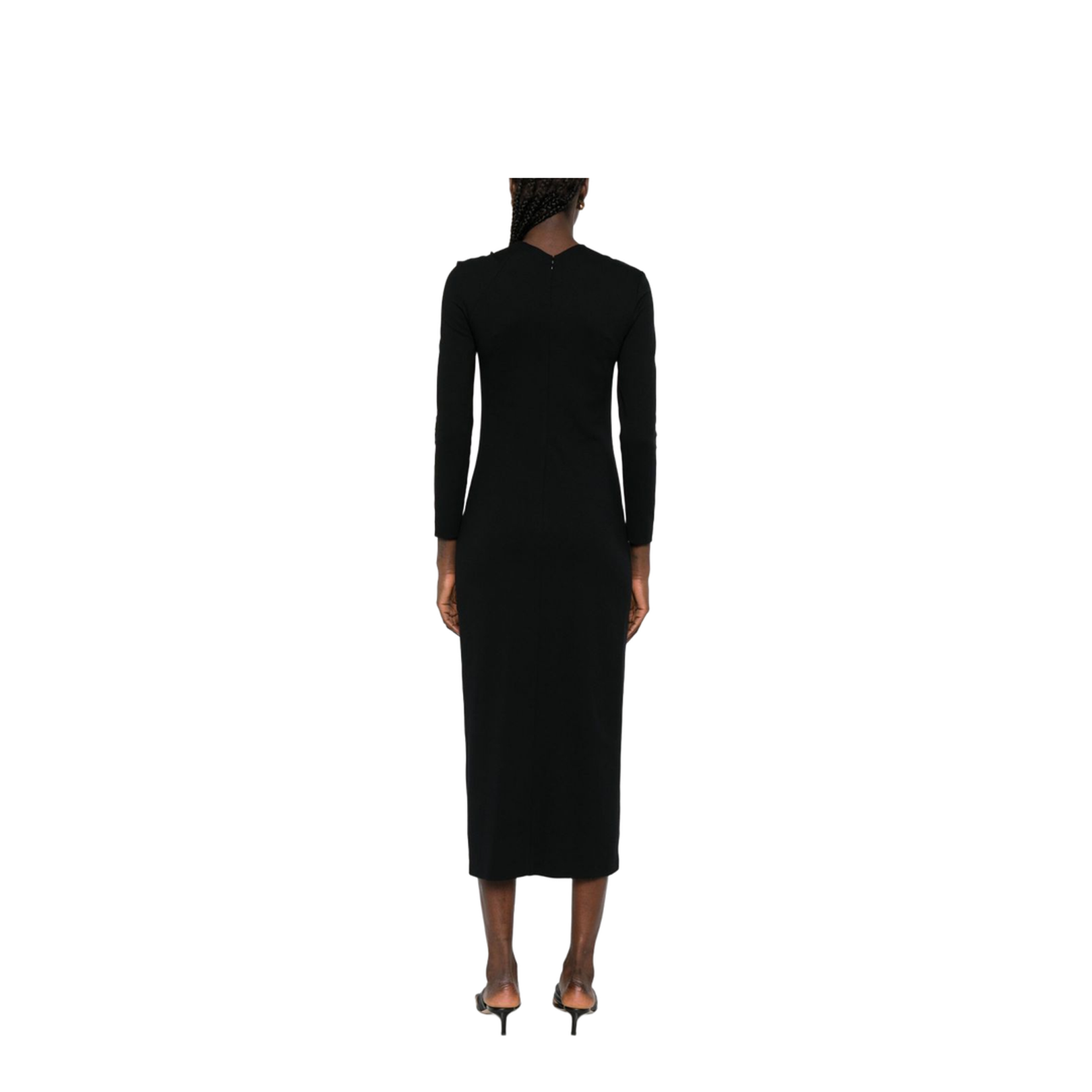 Long Dress with Gathering Detail in Stretch Milano Stitch - Image 2