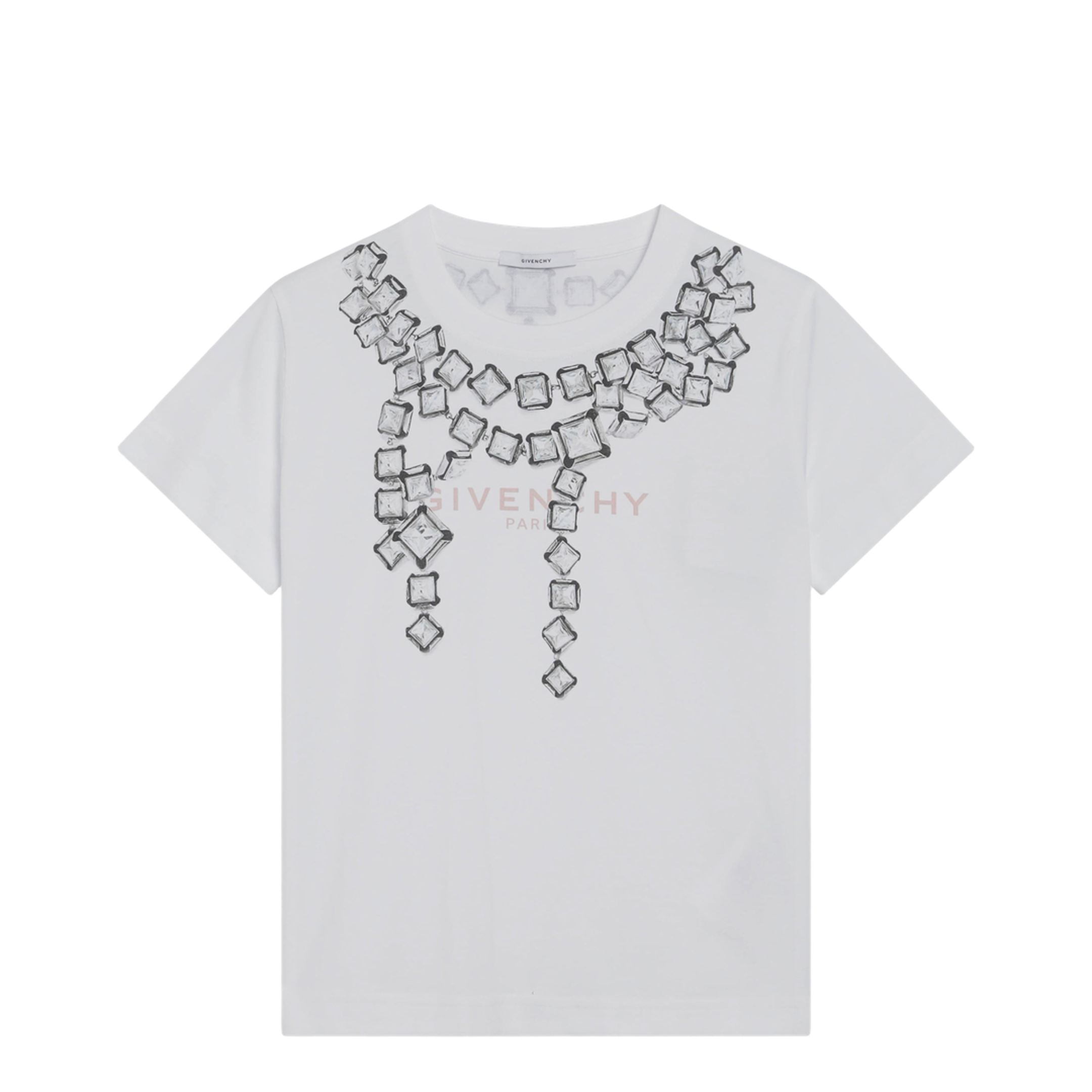 Deconstructed Crystals Cotton T-Shirt in White - Image 1
