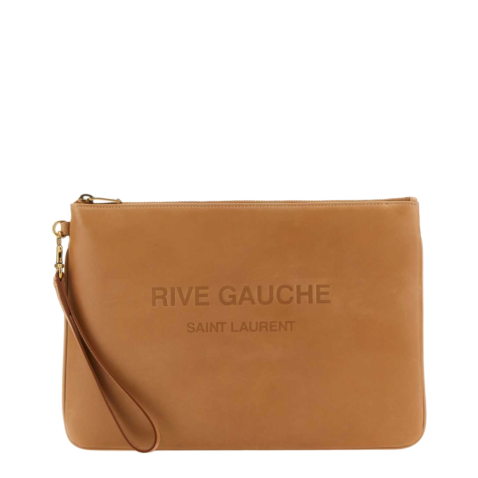Camel Leather Clutch Bags - Brown - Image 1
