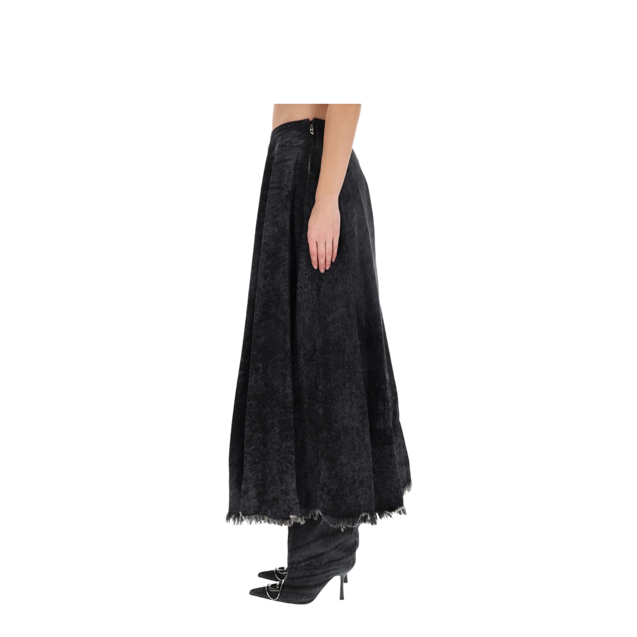 Full Skirt in Lasered Cotton-Hemp Denim - Image 3
