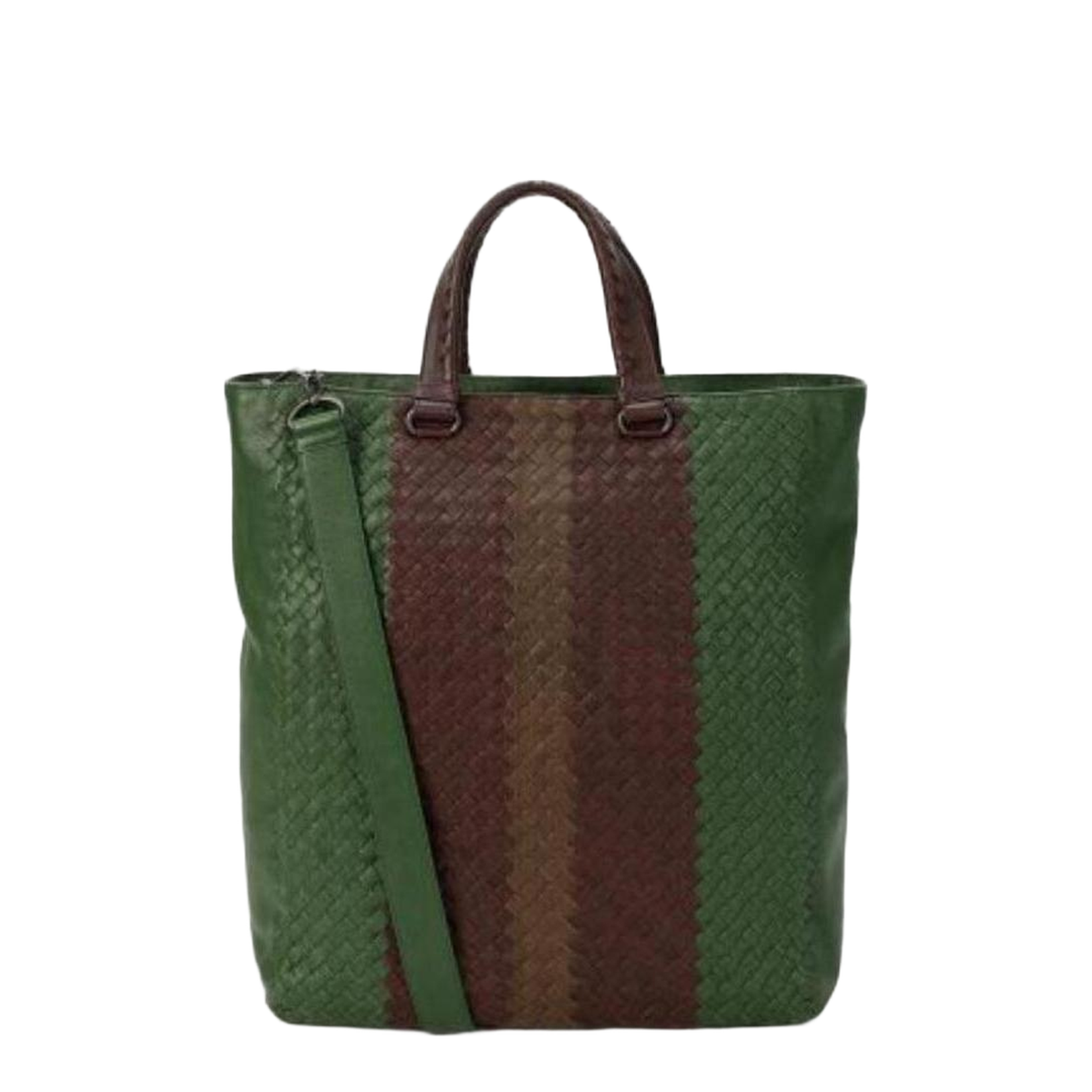 Intrecciato Leather Tote Bags - Green - Image 1