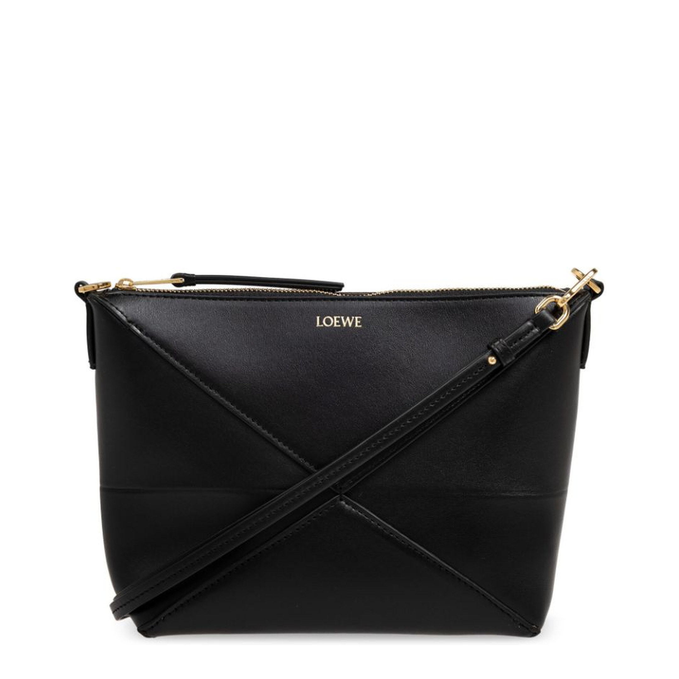 Puzzle Fold Leather Pouch - Black - Image 4