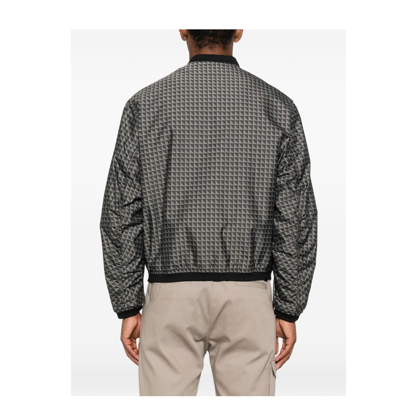 Blouson in Nylon Jacquard with Repeated Eagle Motif - Image 5