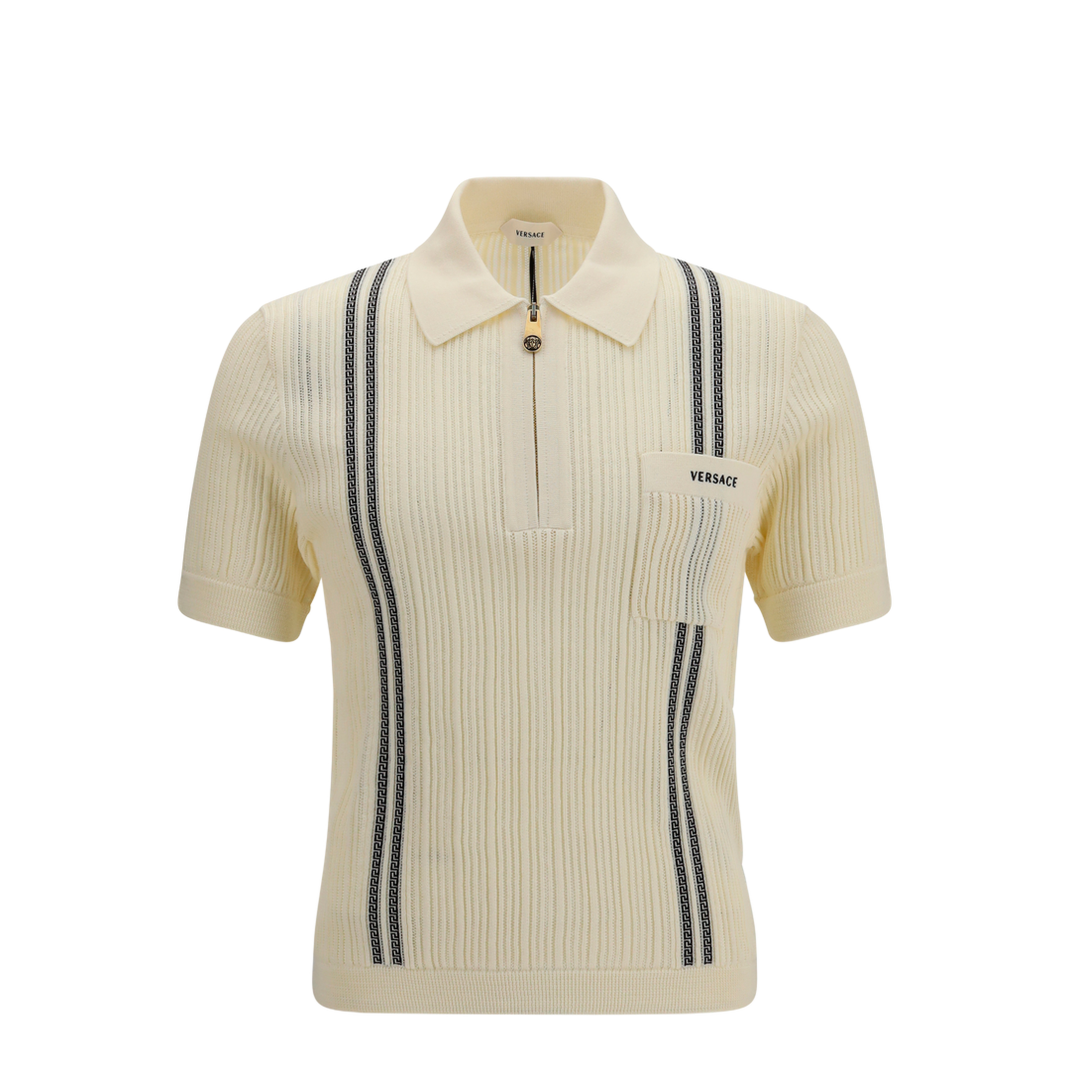Jacquard Cotton Knit Polo - Image 1