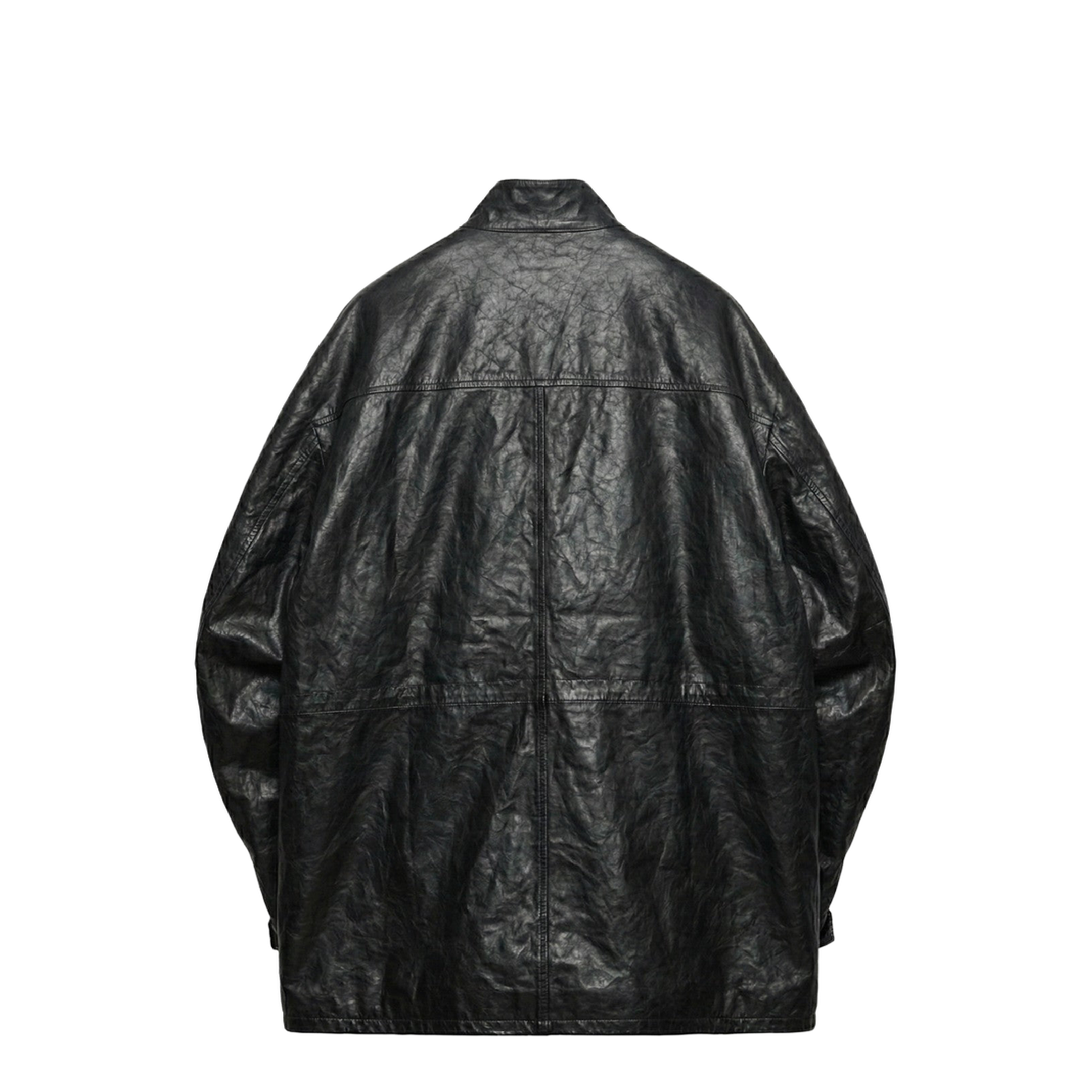 Peacoat in black antiqued leather - Image 2