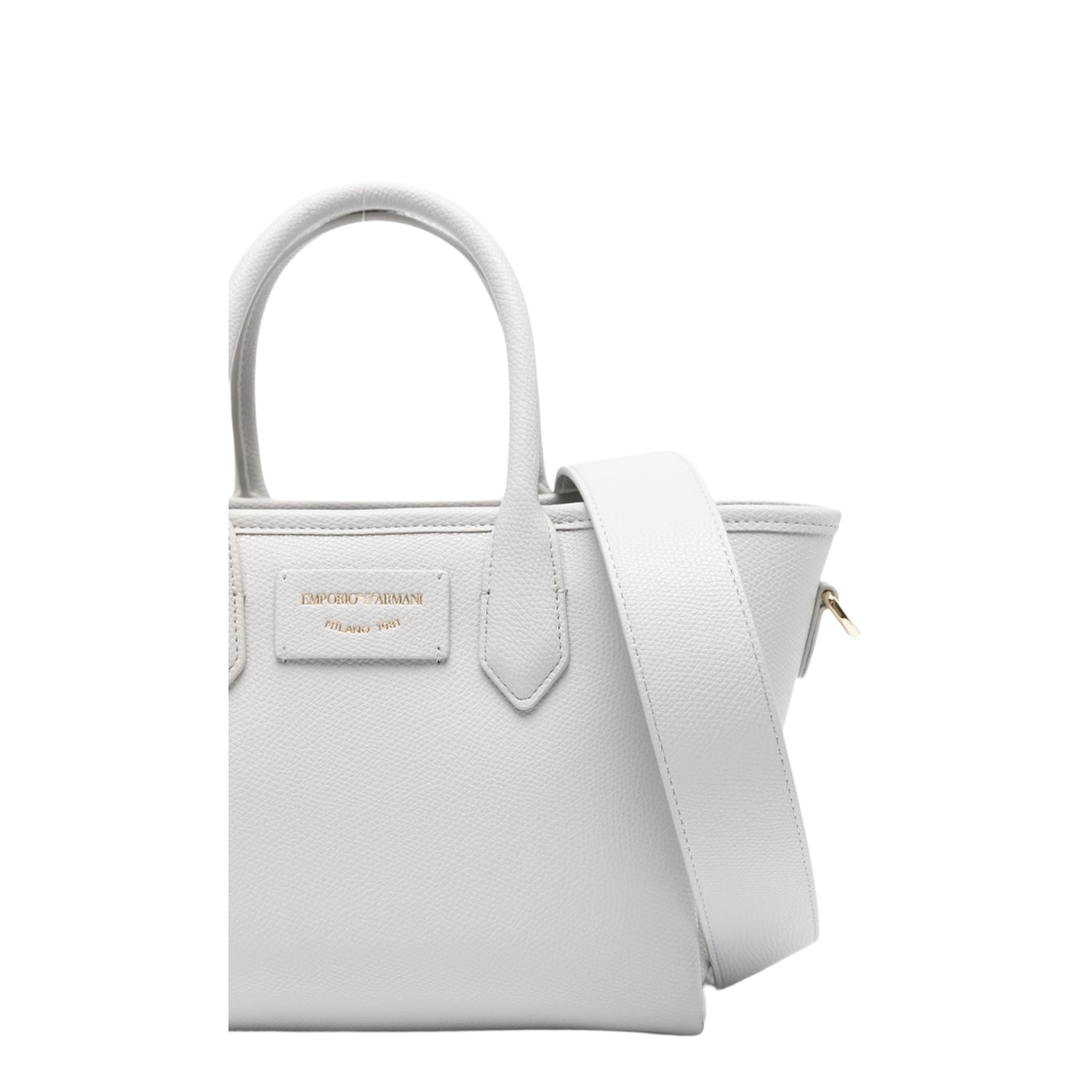 Small Shopper Bag With Palmellato Finish Small Polyurethane Tote Bag - Grigio chiaro - Image 3