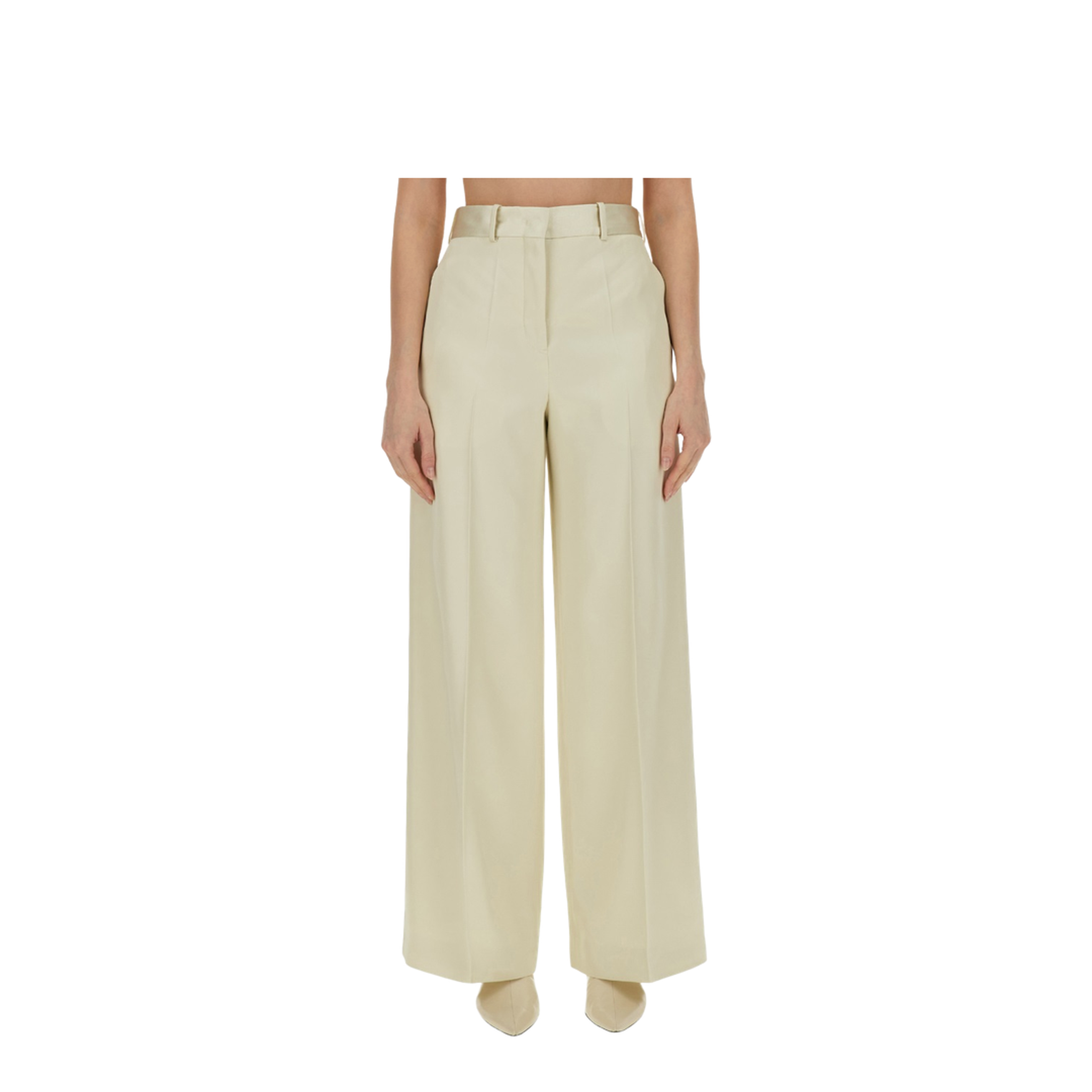 High Waisted Tailoring Pants Silk Beige - Image 1