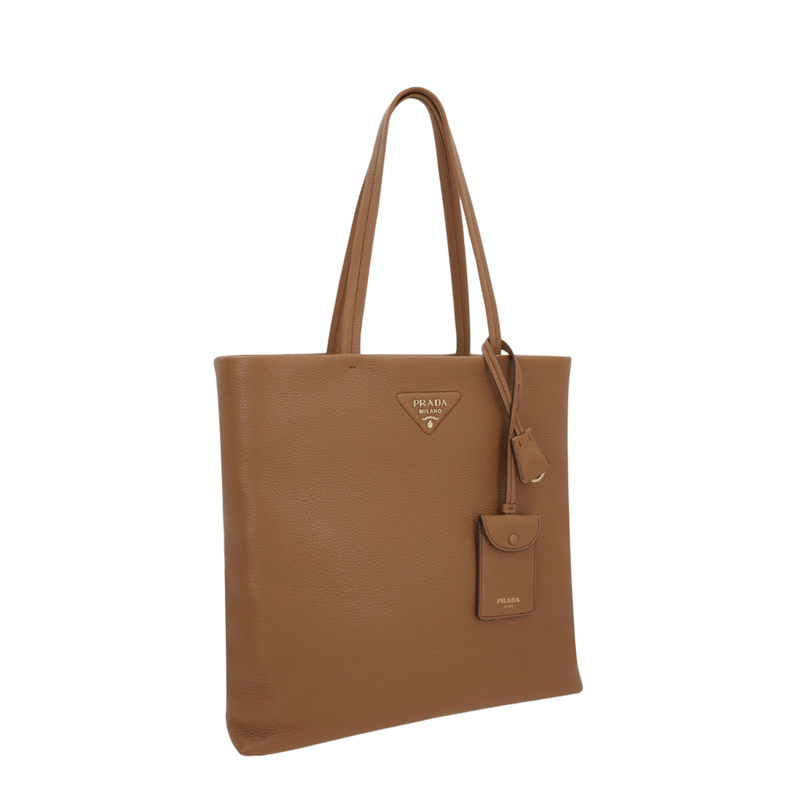 Triangle Logo Large Calfskin Tote - Cognac - Image 3