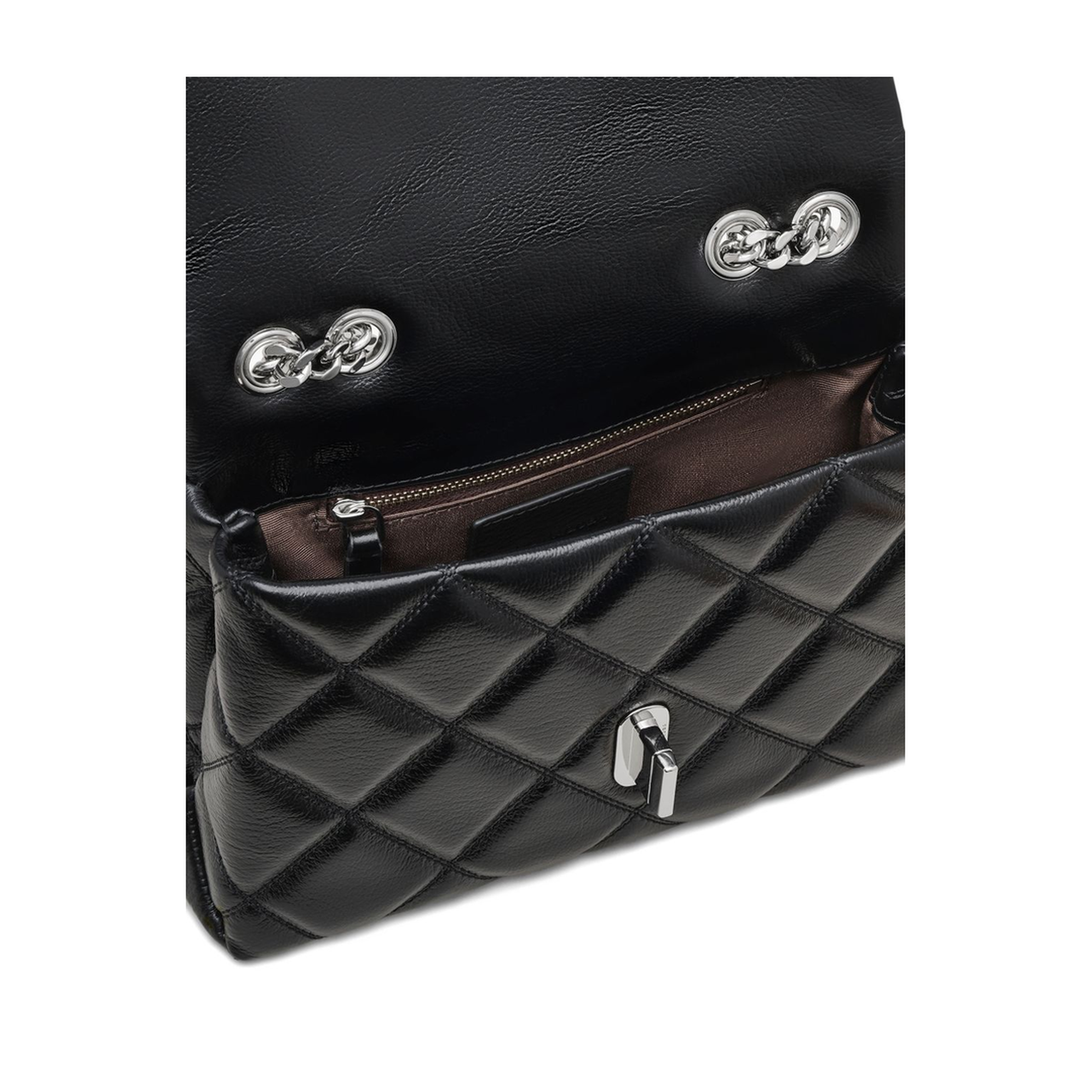 Slim Dual Convertible Leather Shoulder Bag - Black - Image 4