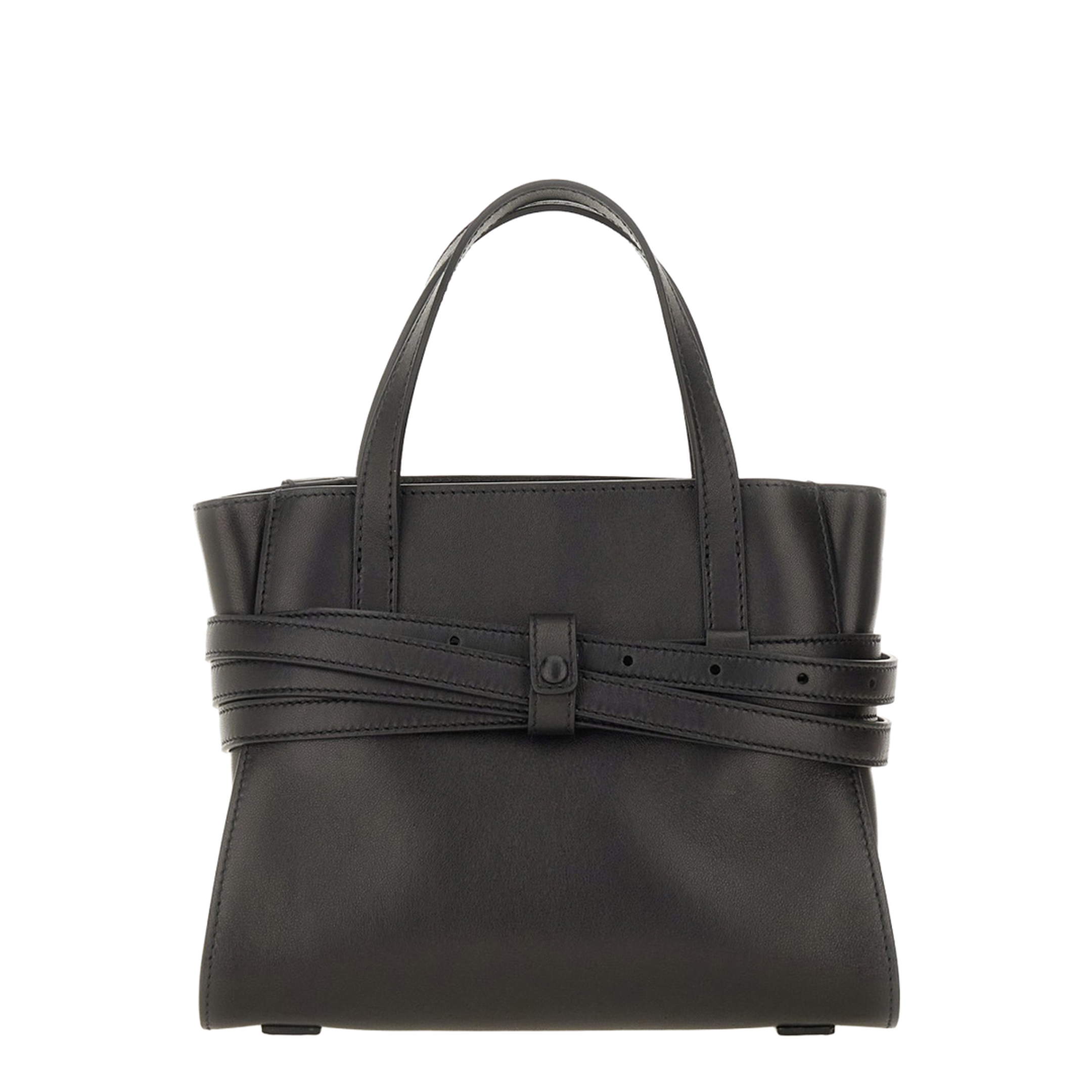 Tie Me Small Nappa Leather Handbag - Black - Image 4