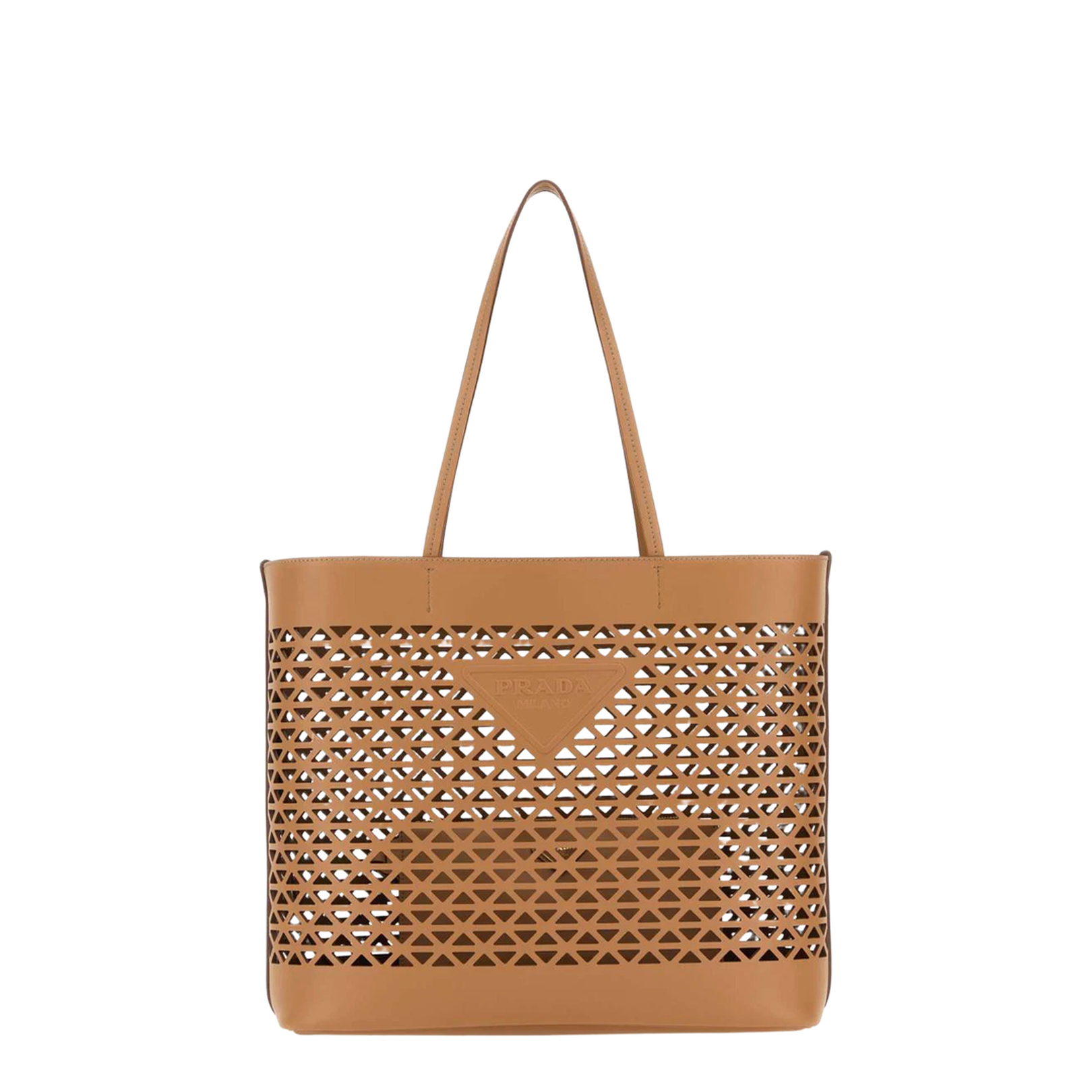 Cut-Out Leather Shopping Tote Bag - Naturale - Image 1