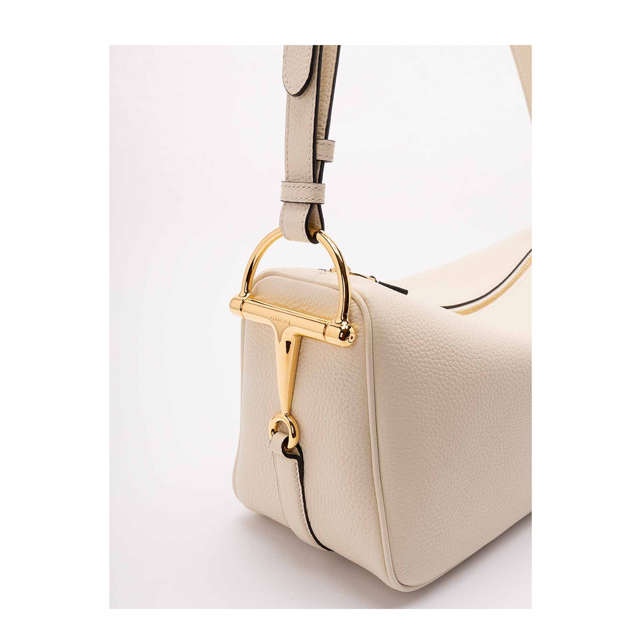 Half Horsebit Medium Calfskin Shoulder Bag - New Ivoire - Image 4