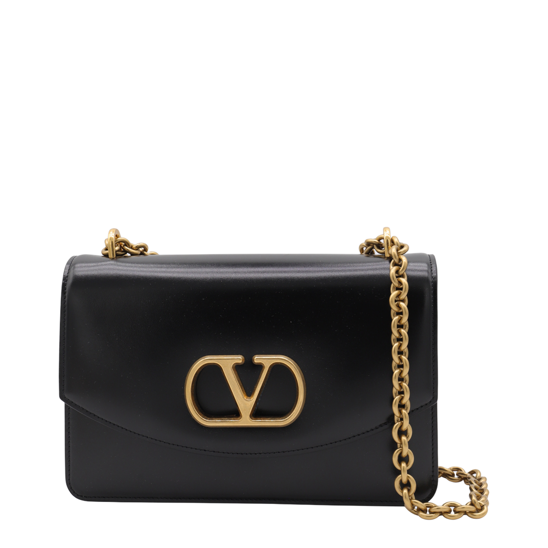 Black Leather Vain Shoulder Bag - Image 1