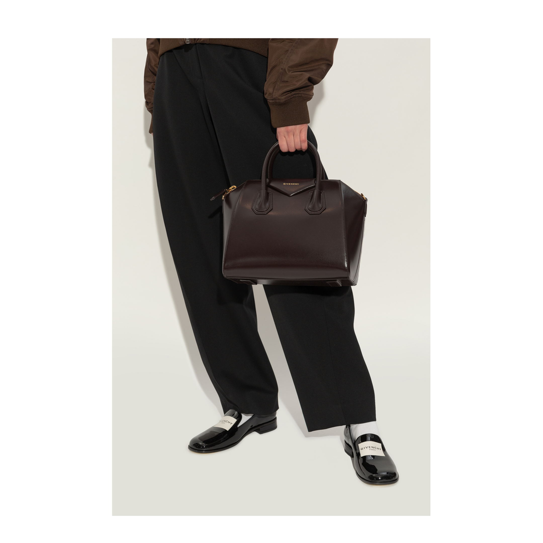 Antigona Small Leather Handbag - Brown - Image 2
